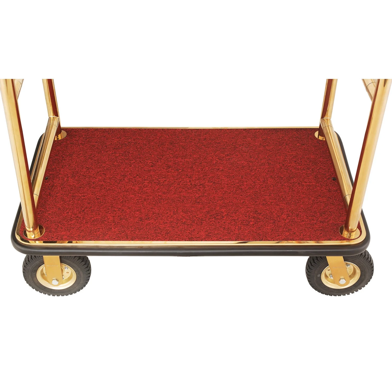 Gold Stainless Steel Bellman Cart Curved Uprights 8" Pneu. Casters, 41-1/4"L x 24"W x 75"H - Image 3