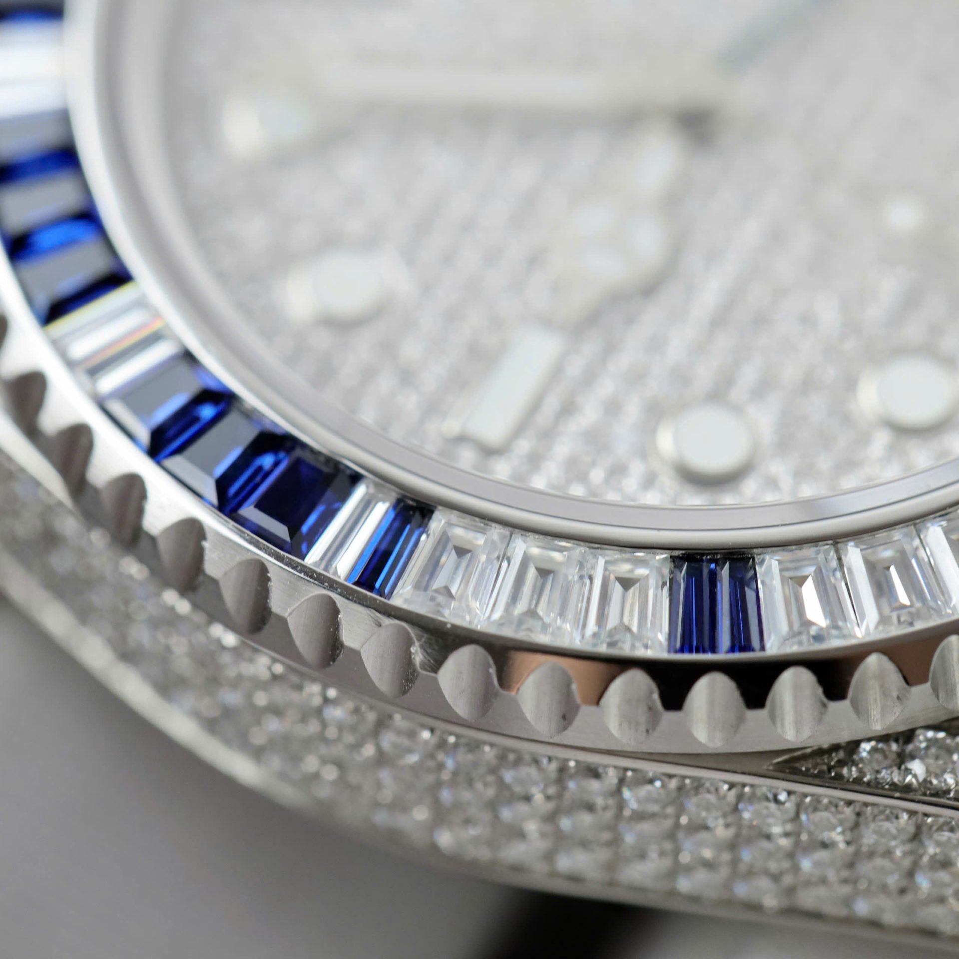 Rolex GMT-Master II Replica Watch Sapphire + Diamonds Moissanite 40mm - Elite Watch Atelier
