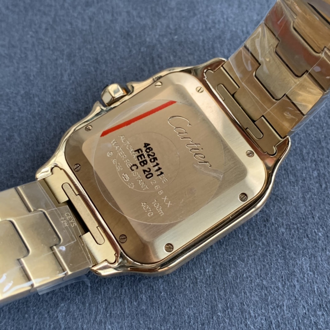 Fake cartier watch Santos large model mechanical movement Santos De Cartier Large Yellow Gold WGSA0029 GF(1:1 replica) - Elite Watch Atelier