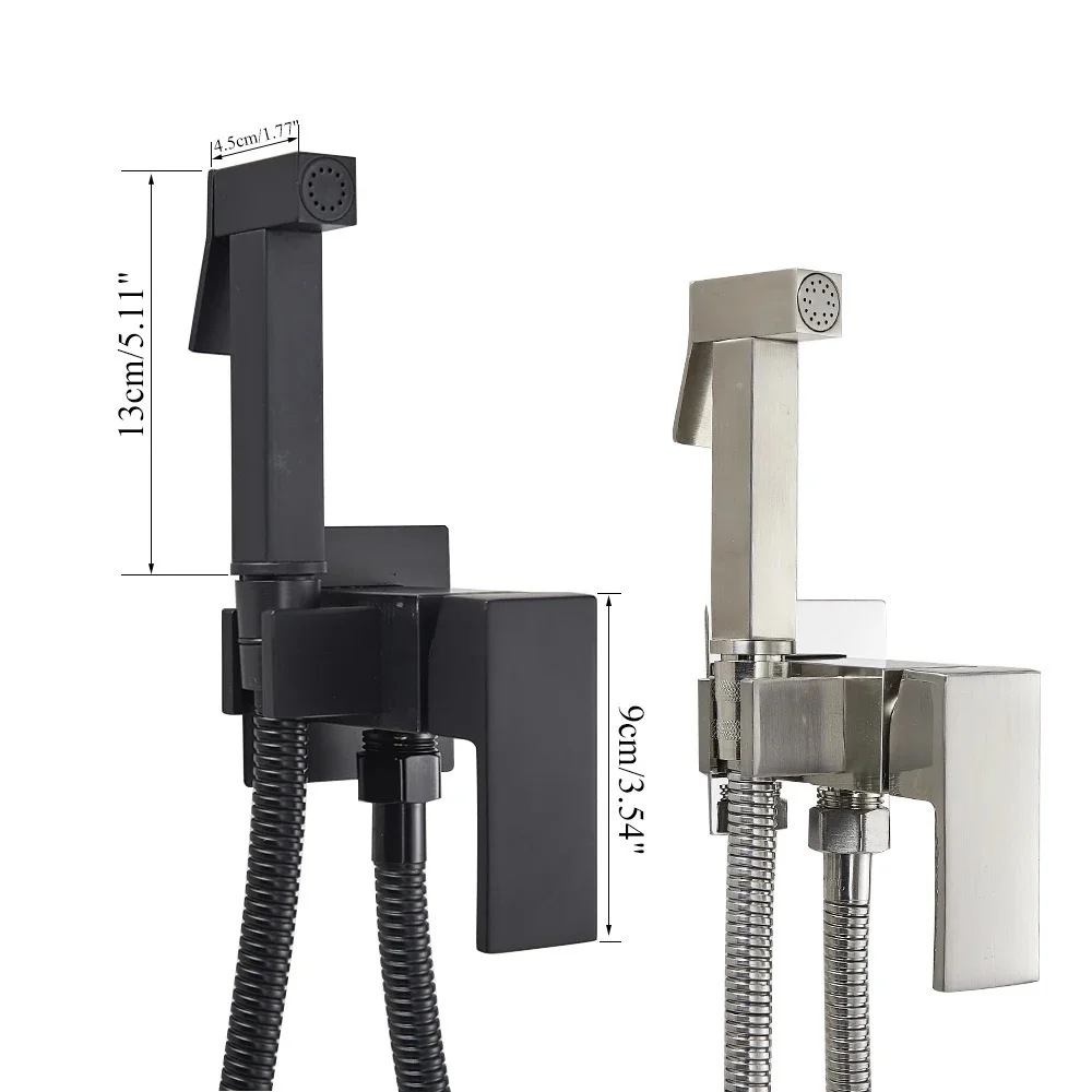Bidet Faucet Brass Shower Tap, Washer Mixer Cold Hot Water Mixer Crane Square Shower Sprayer Head Tap Toilet Faucets ,360 Rotation