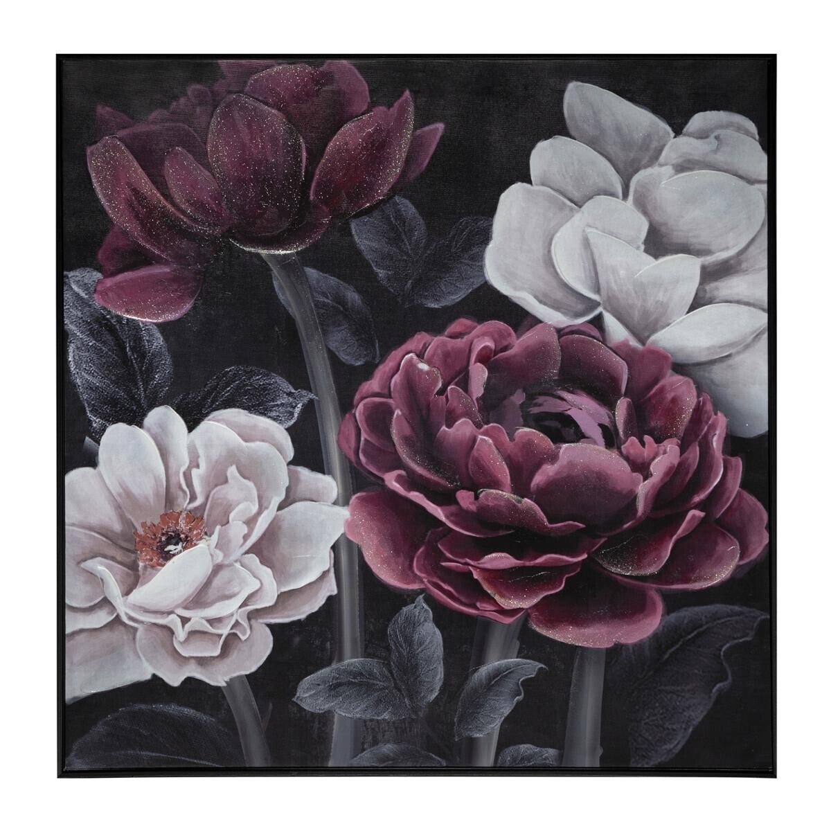 Painted canvas"Fleurs" 58x58 cm