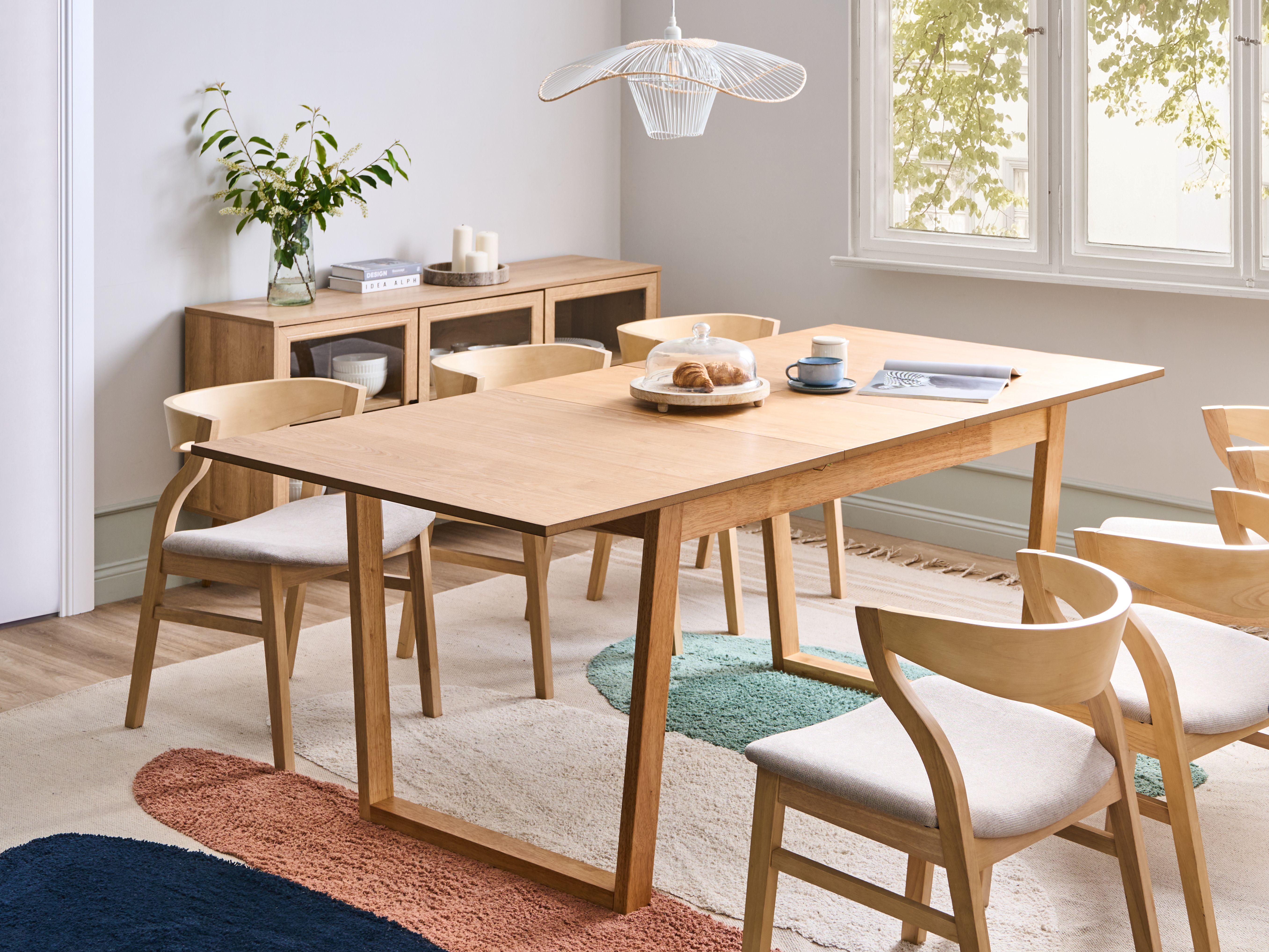 Extending Dining Table CAMDEN Light Ash Wood 160/200 cm 95 cm