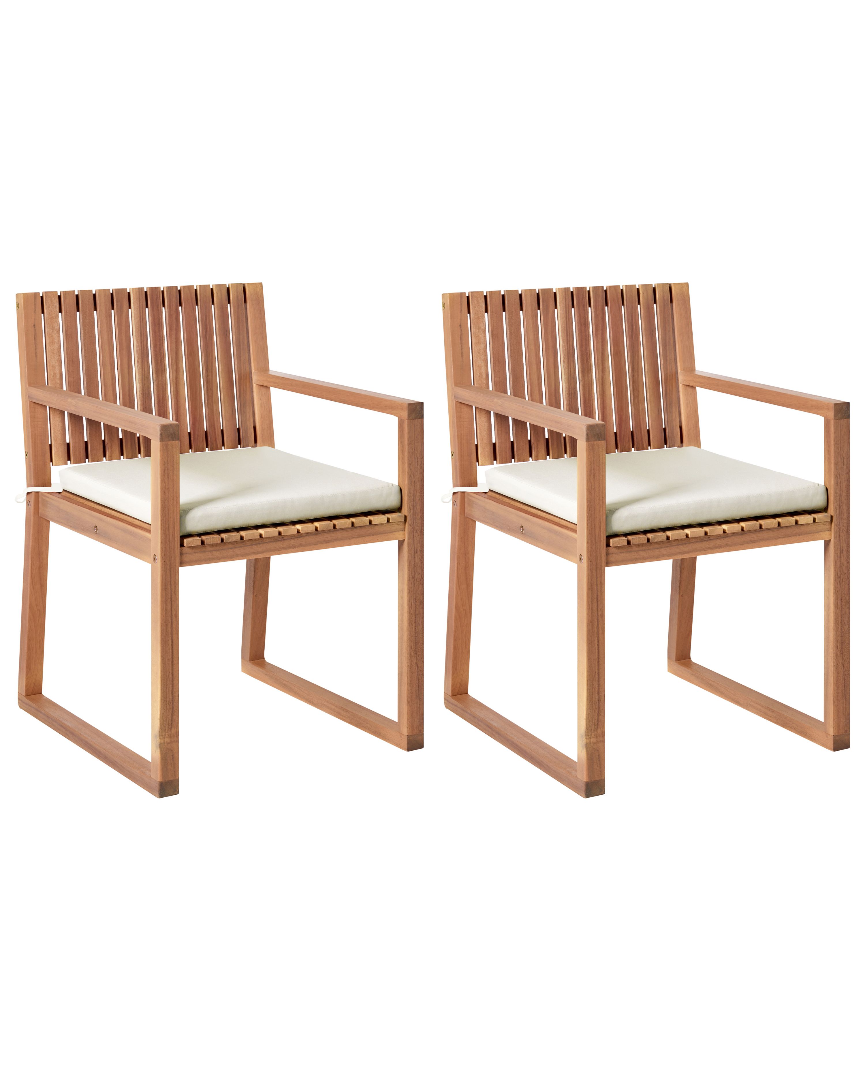 Set of 2 Garden Chairs with Cushions SASSARI PREMIUM Certified Acacia Wood Taupe
