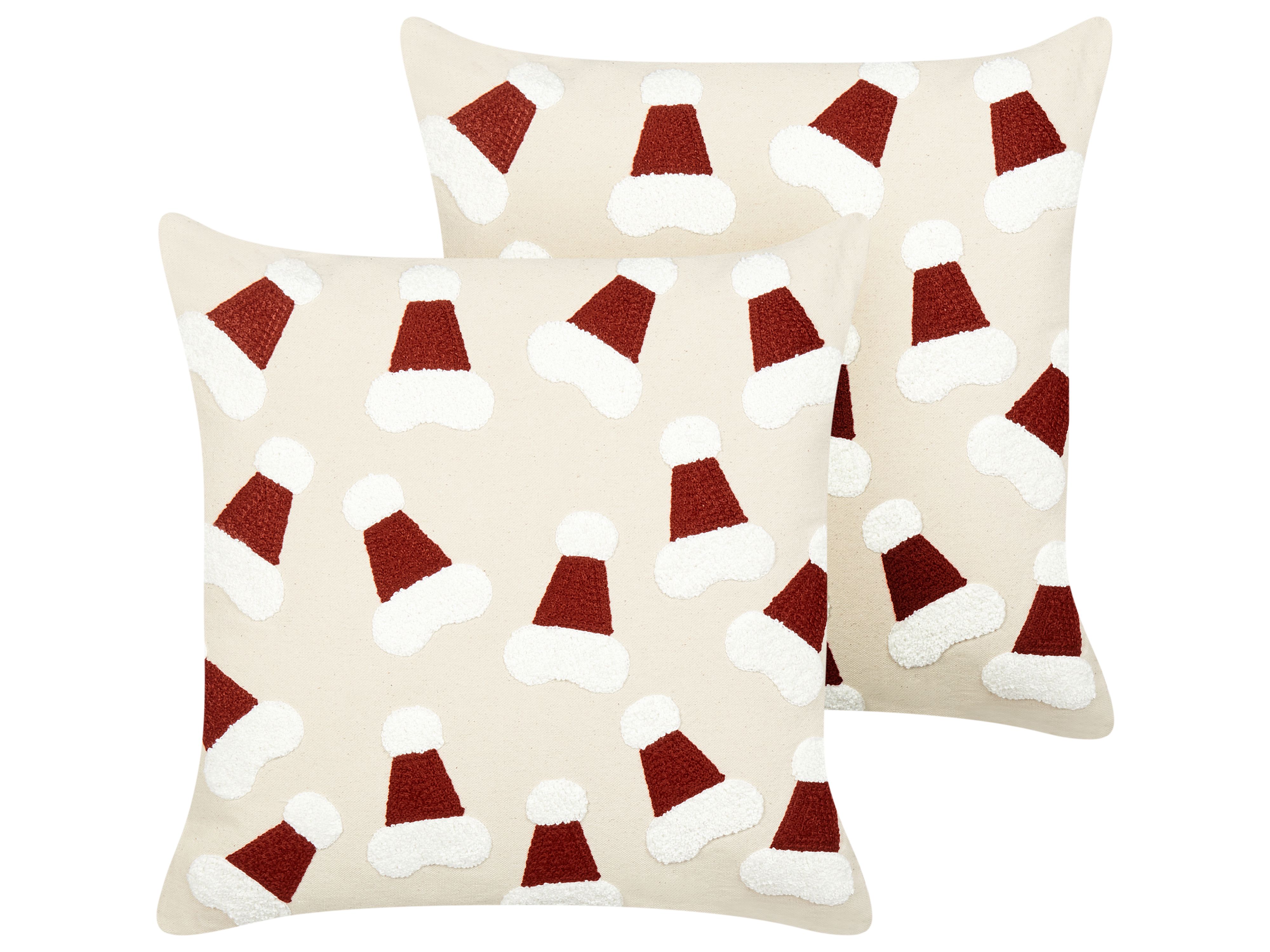 Set of 2 Decorative Cushions SUGARPLUM Cotton 45 x 45 cm Light Beige Christmas Motif