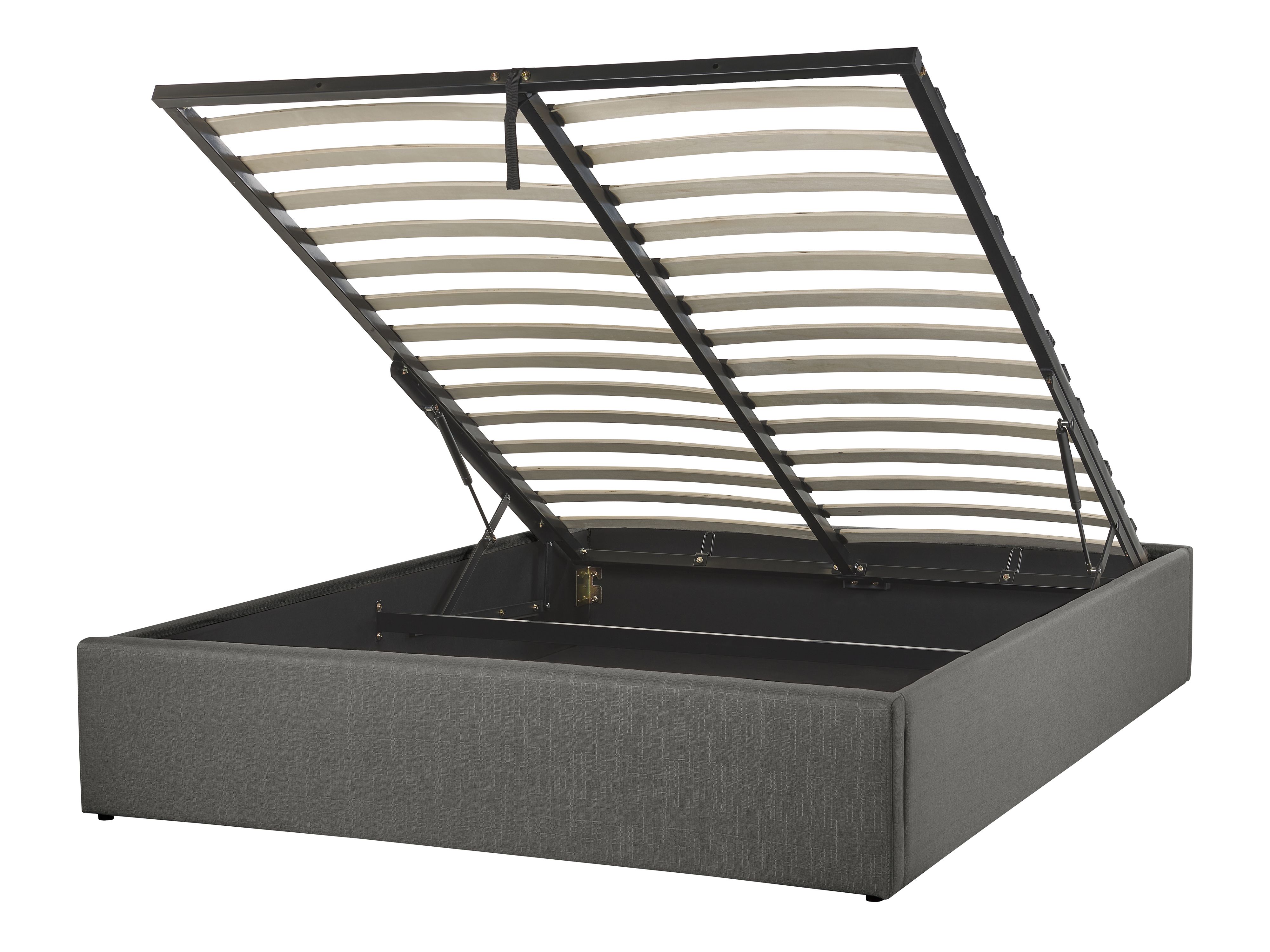 Ottoman Bed without Headboard Fabric DINAN 140 x 200 cm (EU Double) Dark Grey