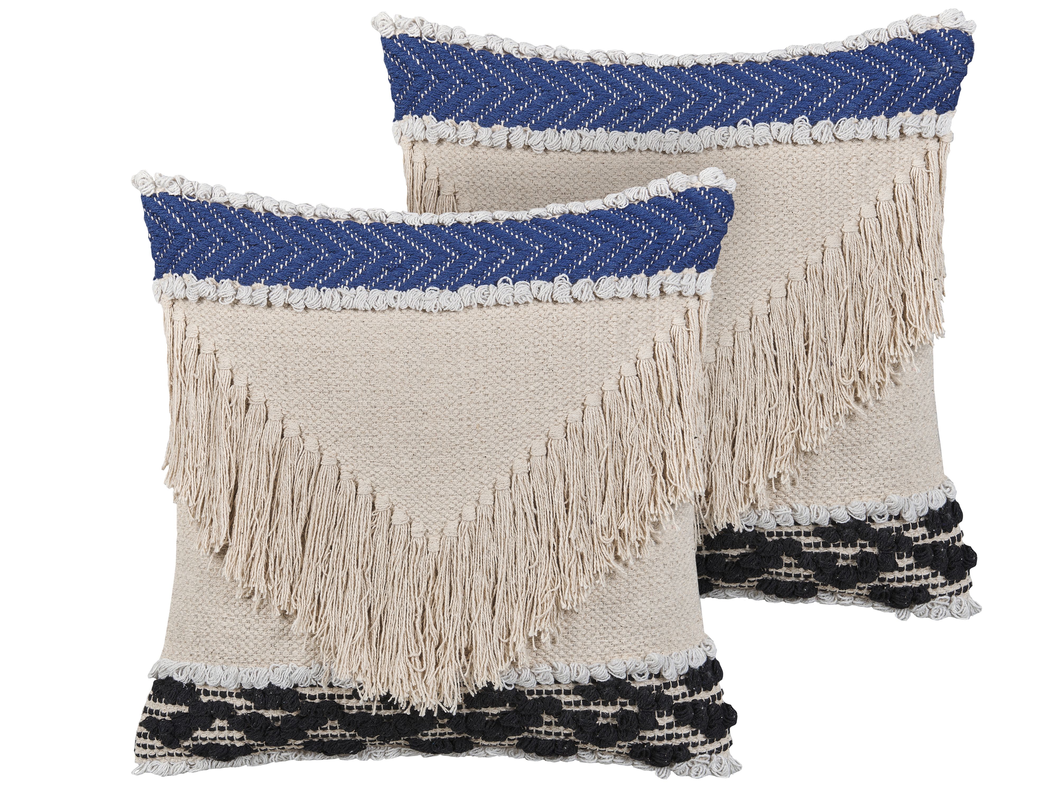 Set of 2 Decorative Cushions SOFCA Cotton 45 x 45 cm Beige Geometric Pattern