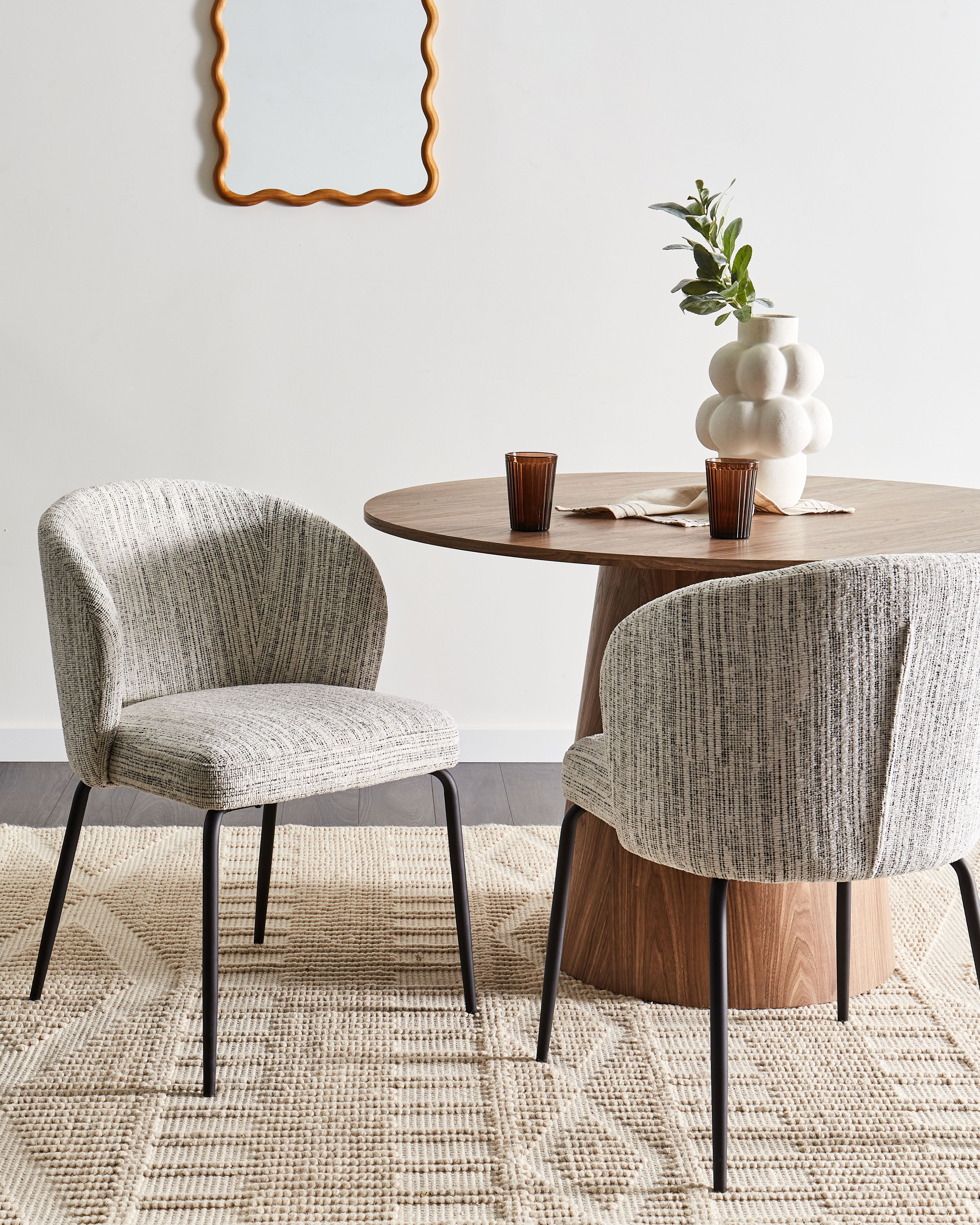 Set of 2 Dining Chairs ZANA Fabric White