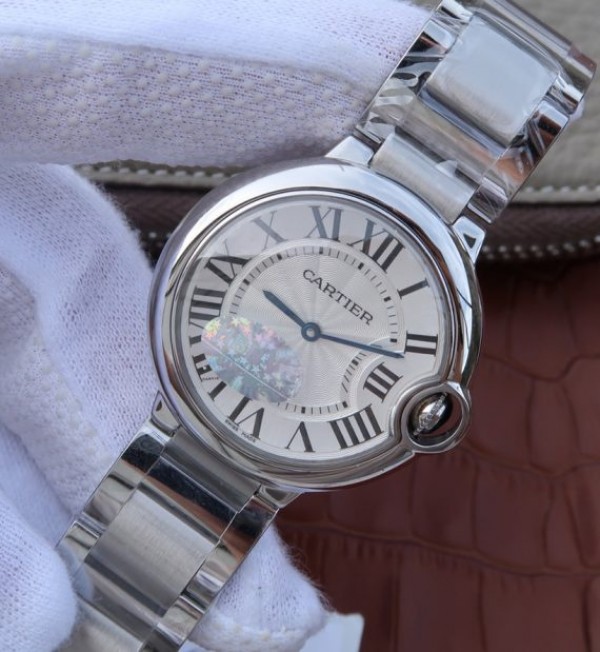 Replica Cartier V6F Ballon Bleu 36mm White Dial SS Bracelet Ronda Quartz - Elite Watch Atelier