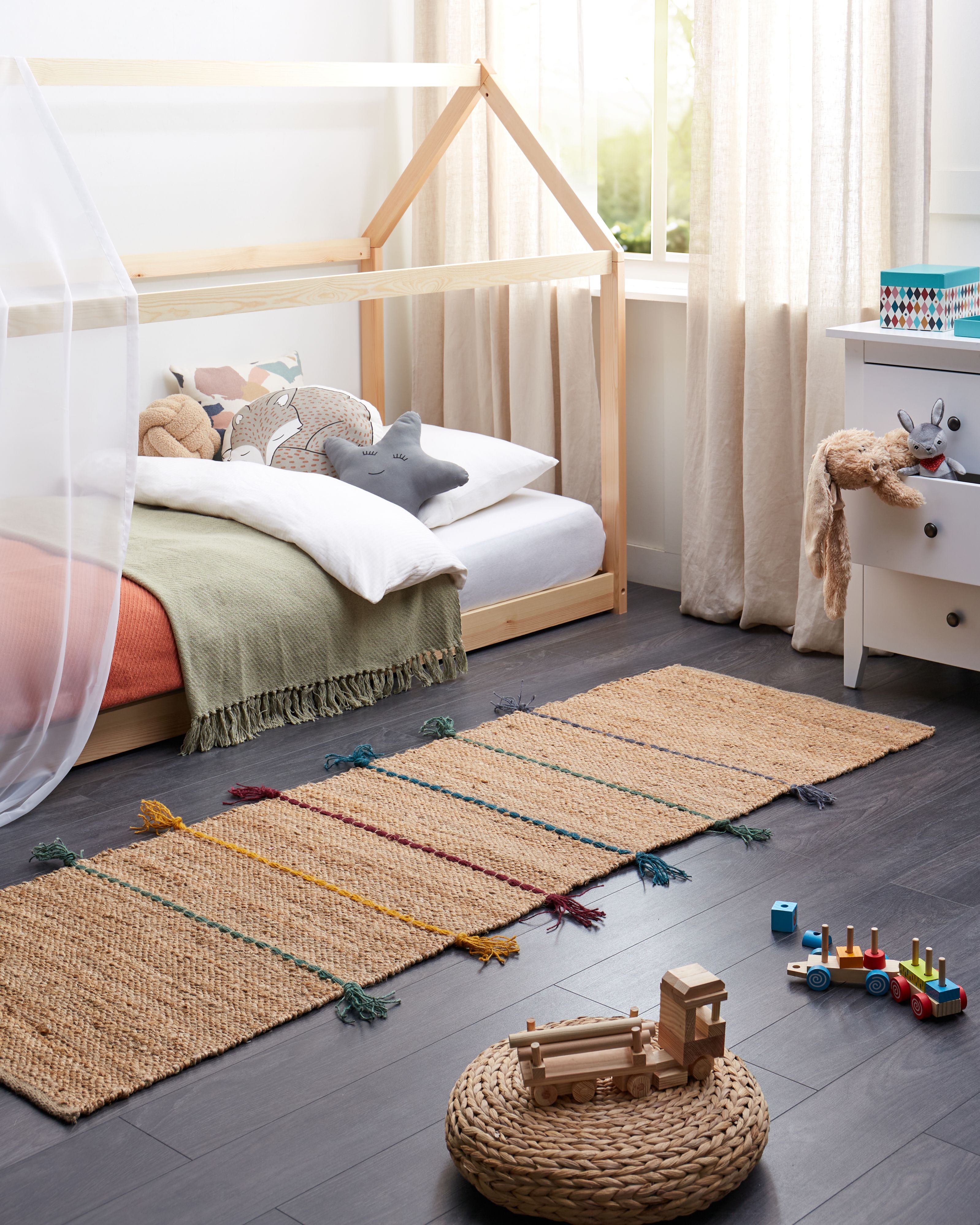 Kids Rug UZUNTA Beige 70 x 200 cm Jute