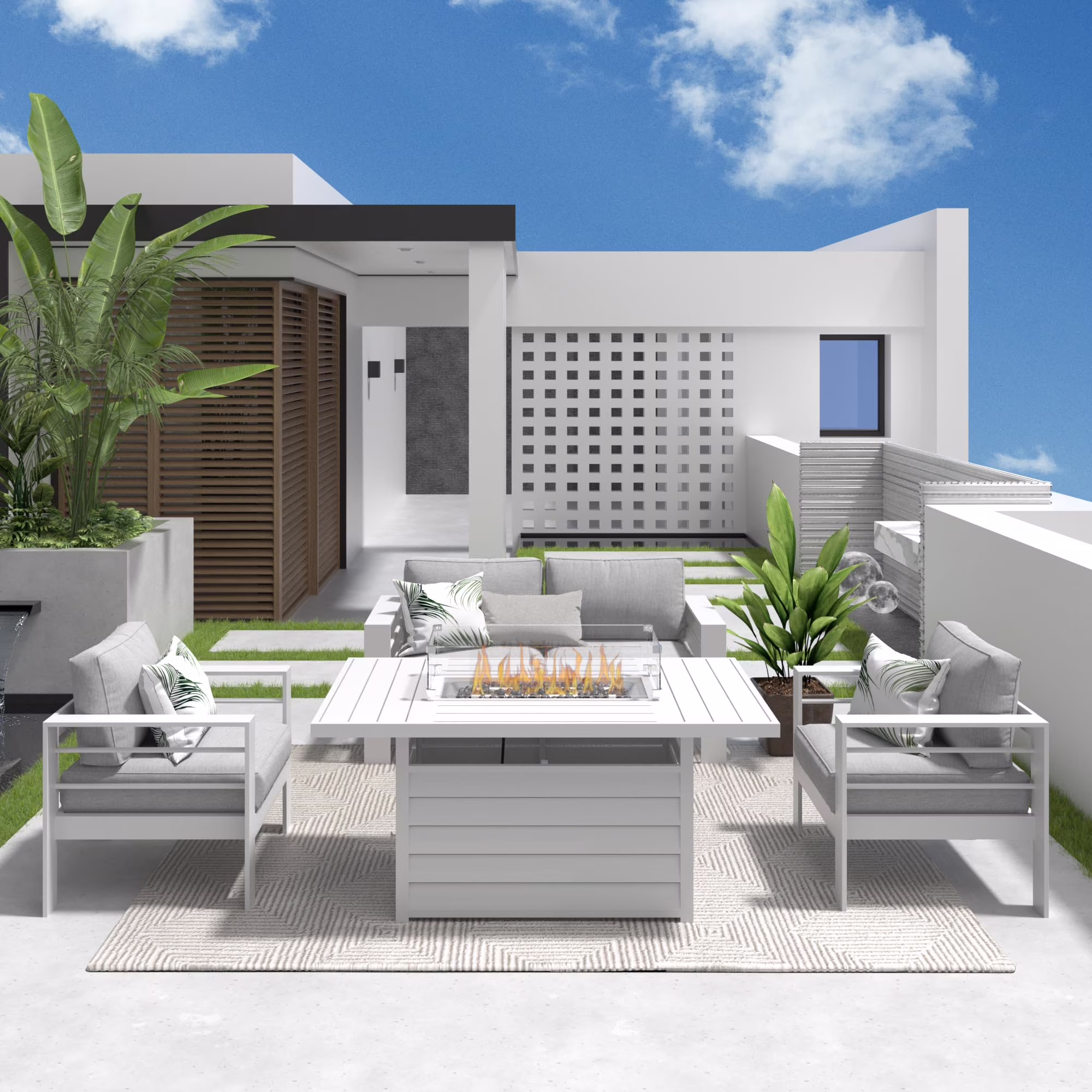 CozyHom 5 Pcs Outdoor Patio Aluminum Furniture Sofa Sets, Outside Patio Conversation Couch Sets With Table&Cushions for Garden Porch, Gray - Image 33