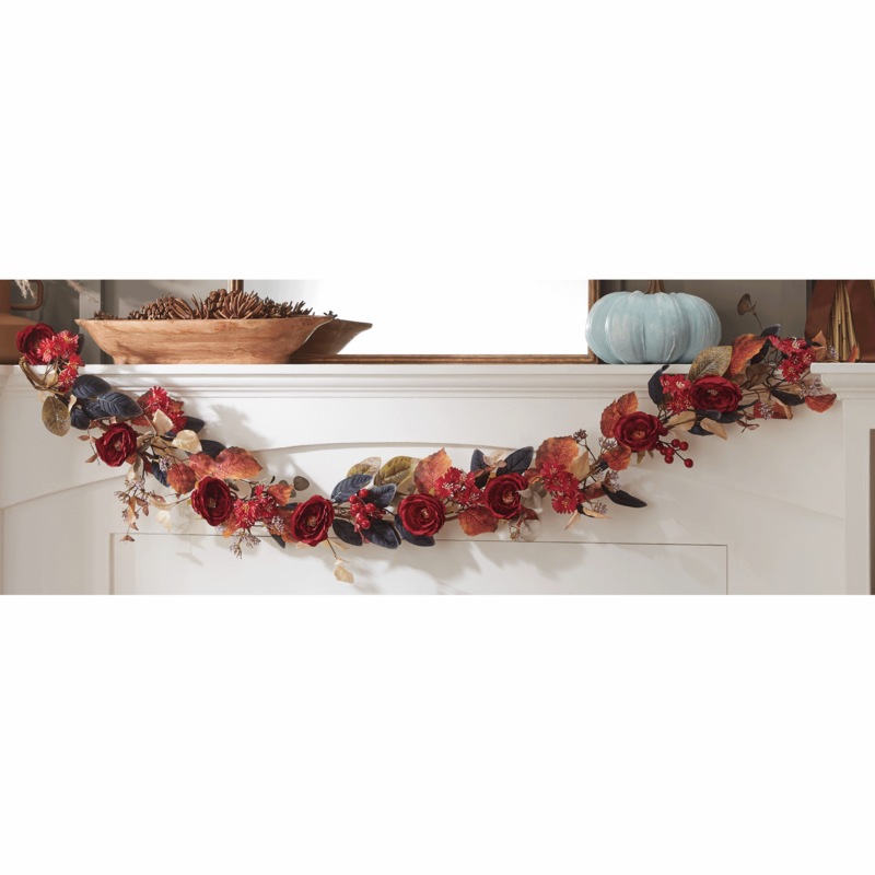 Burgundy Rose Garland and Wreath - MIDNIGHT VELVET CATALOG
