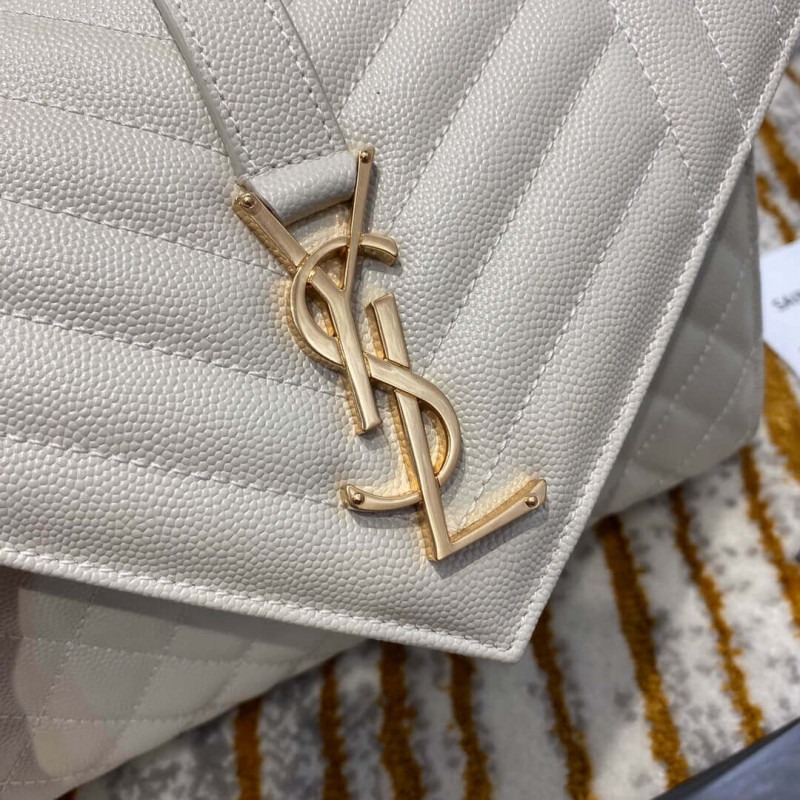 Replica Saint Laurent Grain Leather Envelope Medium Bag 487206 White1:1High-quality replica