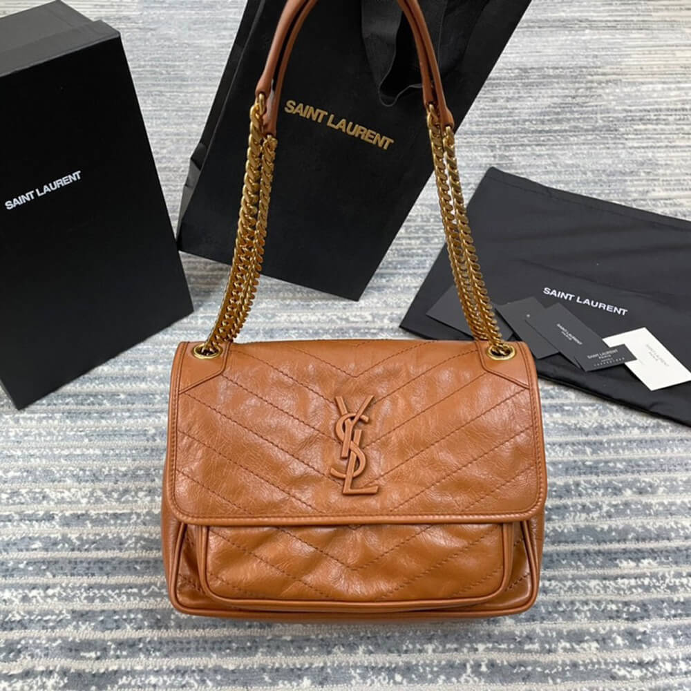 YSL Bag Wallet On Chain Margo In Shiny Calfskin1:1High-quality replica