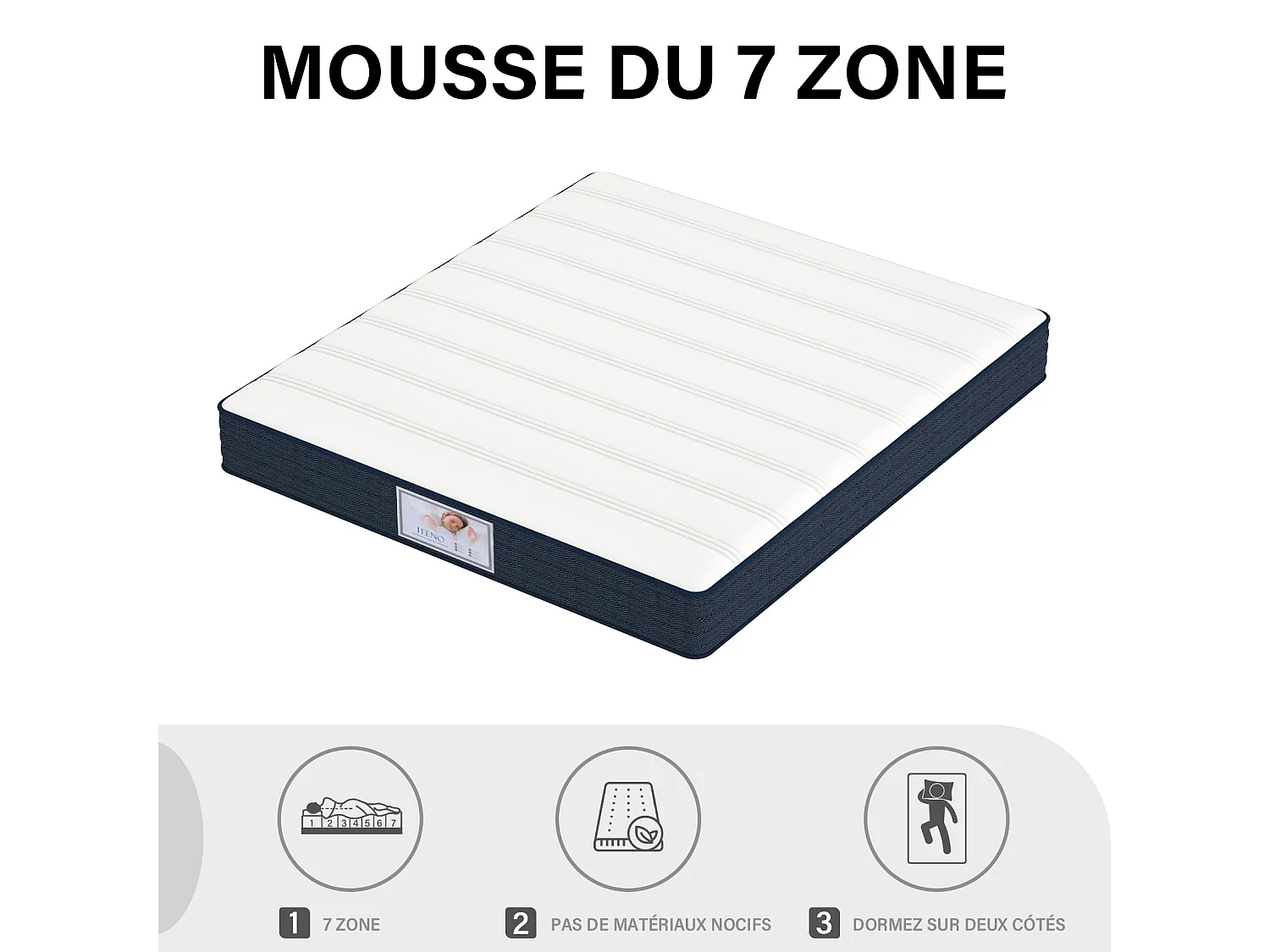 Ensemble Matelas à ressorts+ Lit Sommier Tapissier Déco 140x190cm, Epaisseur du Matelas 22cm