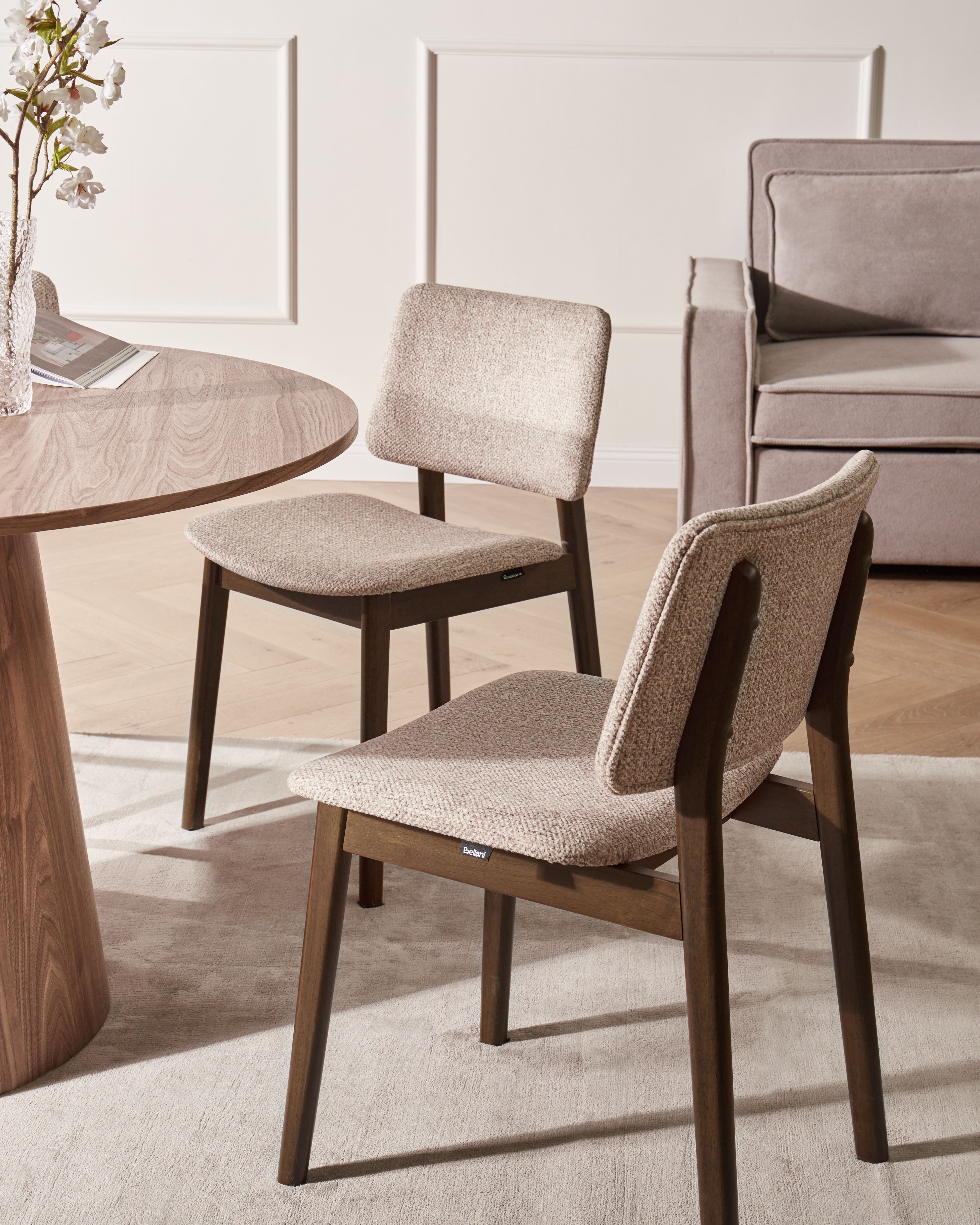 Set of 2 Dining Chairs BLANE Boucle Dark Brown/ Taupe