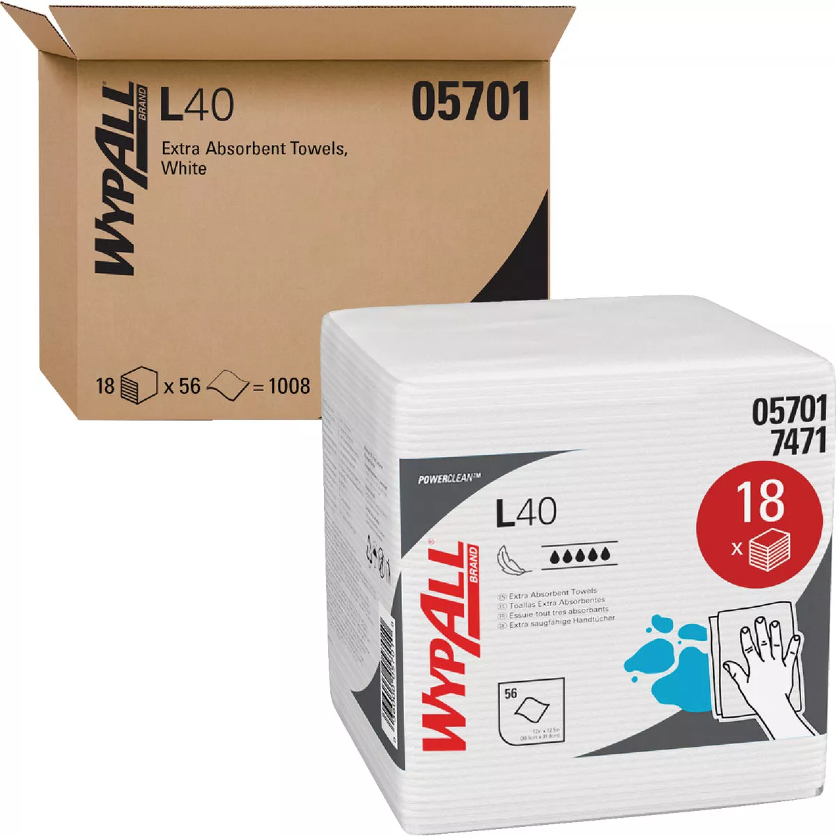 WypAll L40 Quarter Fold White Wiper Hand Towel (18 Count)