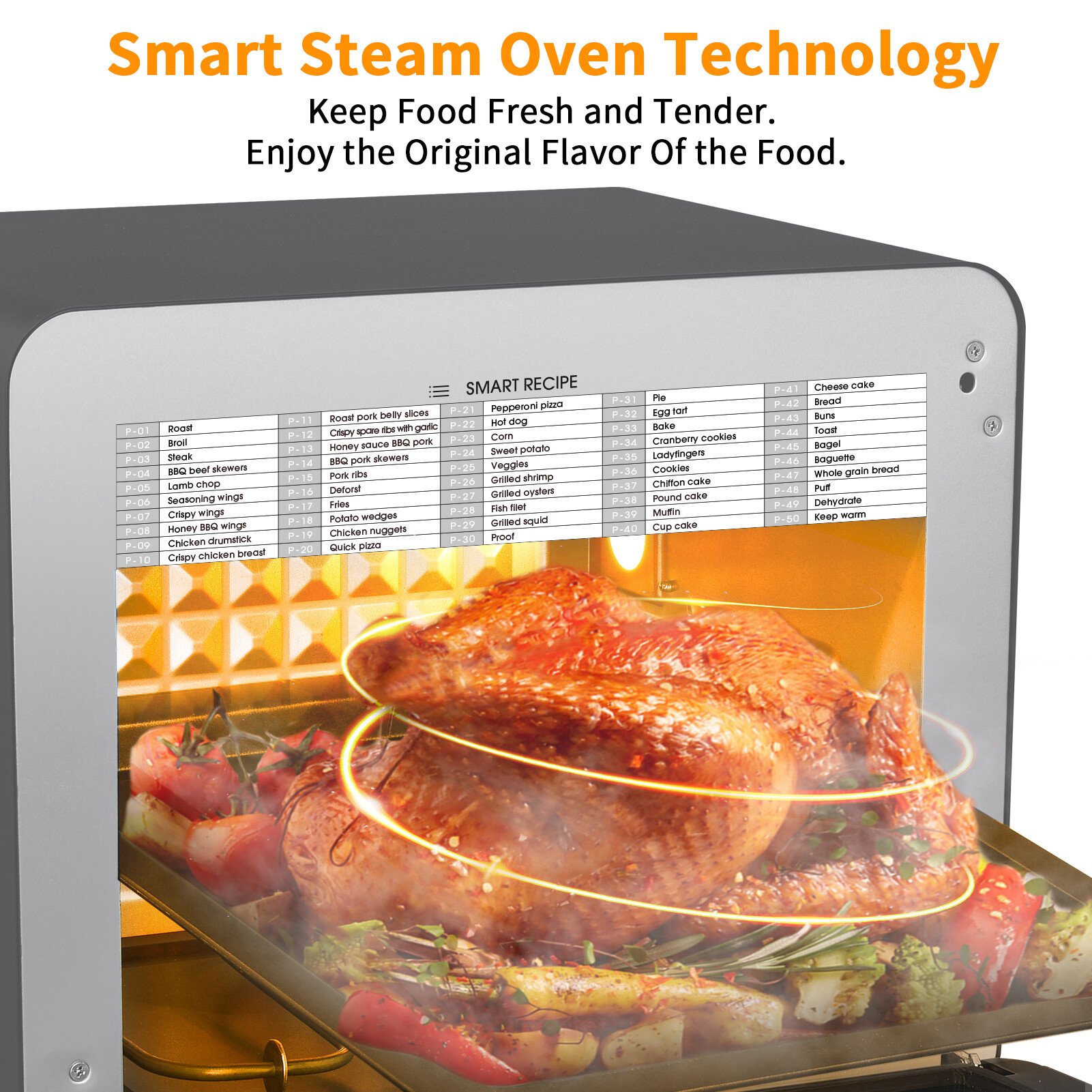 KOFUN Steam Air Fryer Toast Oven Combo, 26 QT Steam Convection Oven Countertop, 50 Cooking Presets, with 6 Slice Toast, 12