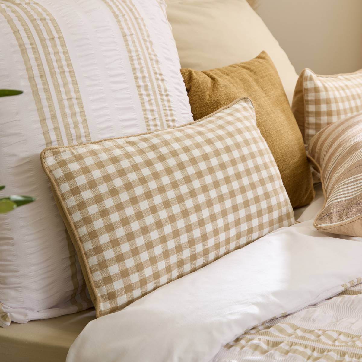 Bedding Set "Stripes" Beige linen, 240x220 cm