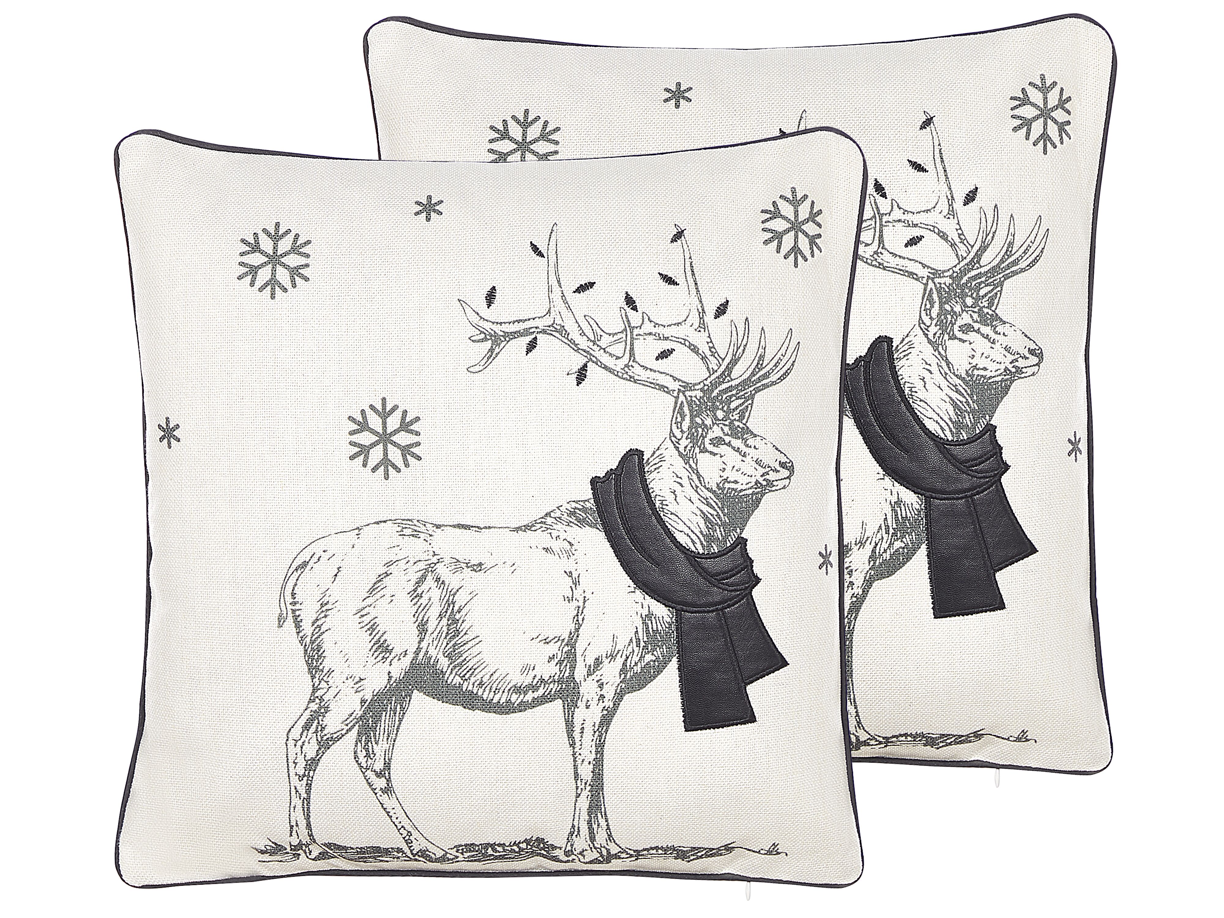 Set of 2 Decorative Cushions SVEN 45 x 45 cm Black Christmas Motif