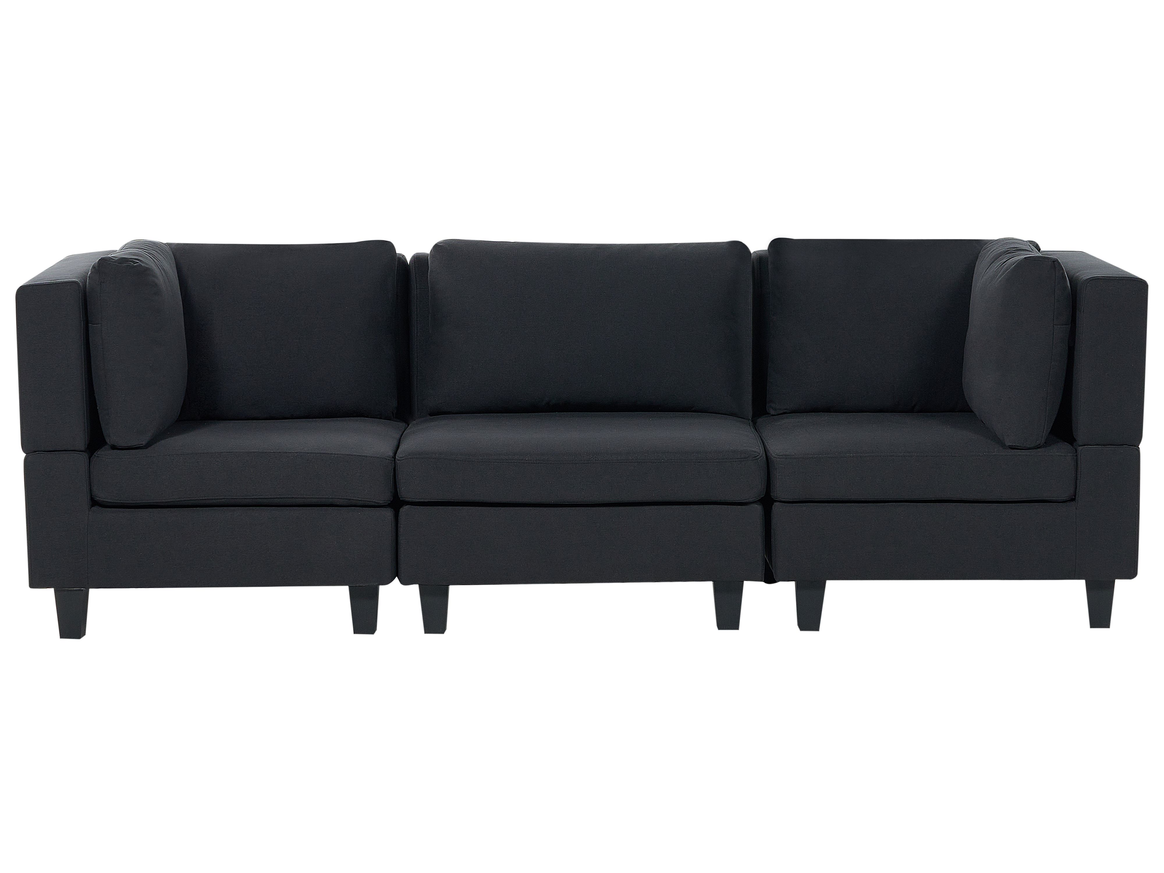 Modular Sofa 3 Seater UNSTAD Fabric Black