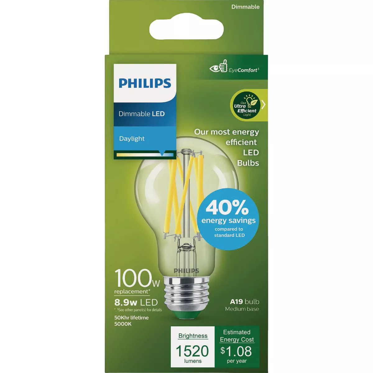 Philips Ultra Efficient 100W Equivalent Daylight A19 LED Light Bulb