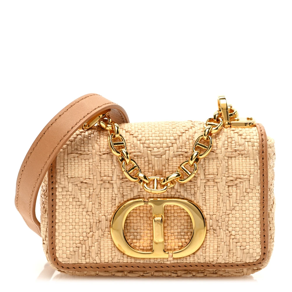 Dior Natural Raffia Macro Cannage Micro Caro Bag Gold Hardware Replica