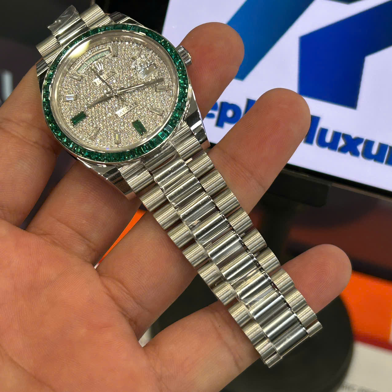 Rolex Day-Date Replica Watches Custom Diamonds Moissanite Weight 200 Grams 40mm - Top club