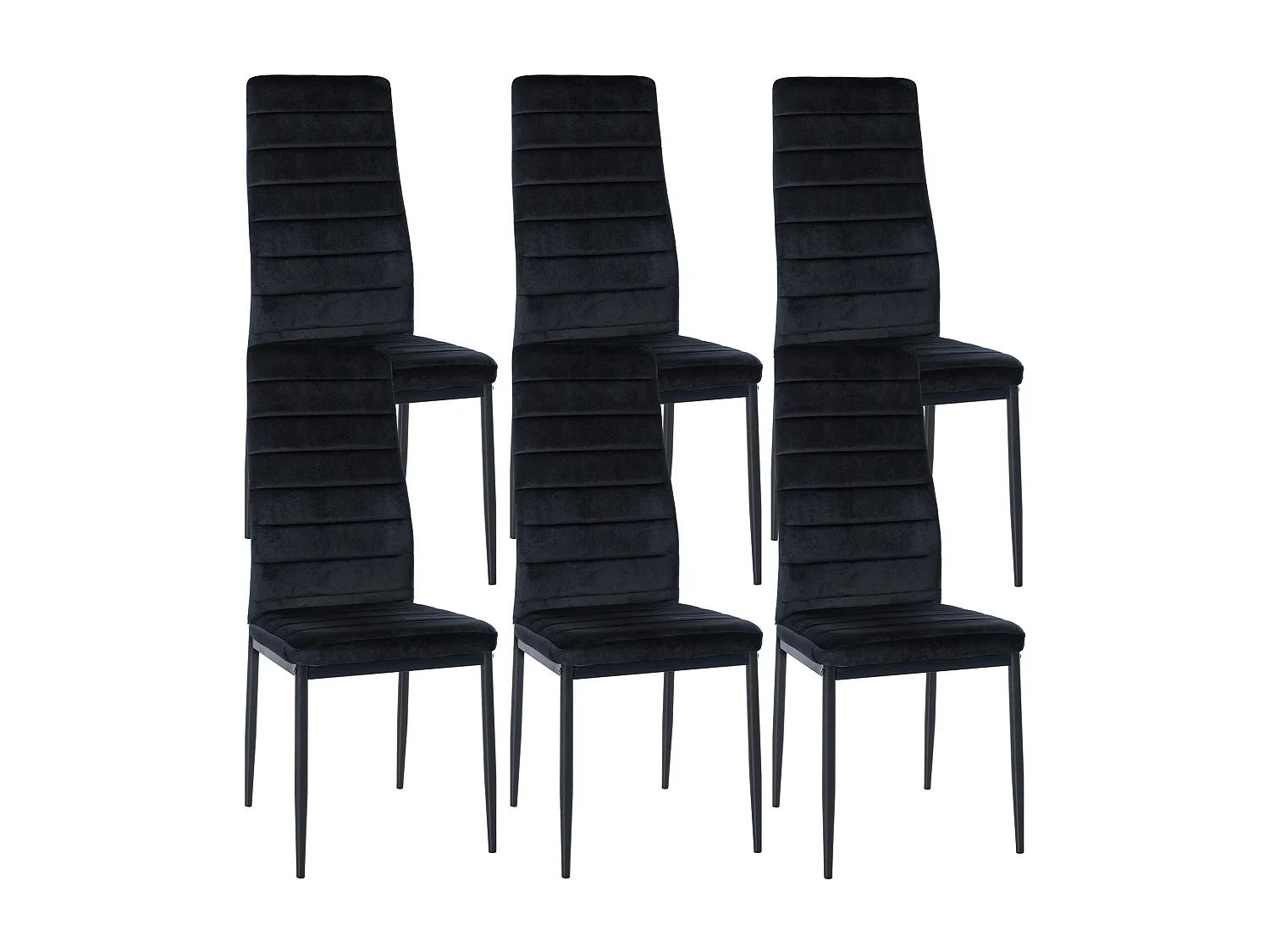 Lot de 6  chaise salle à manger - Velours - Noir - Mayfair