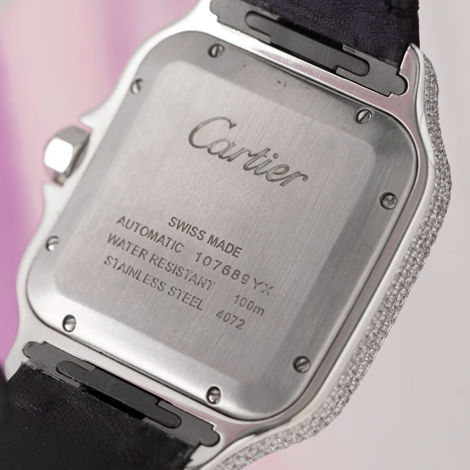 Cartier Santos With Moissanite Diamond Hong Kong Rep 11 Watch Leather Strap 39.8mm - Top club