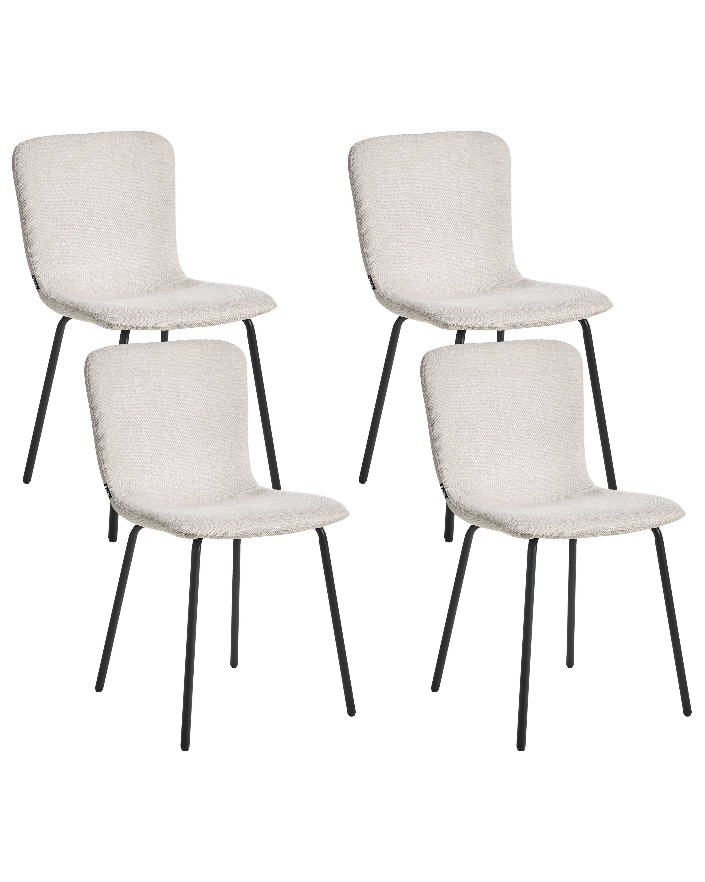Set of 4 Dining Chairs CALDWELL Fabric Light Beige