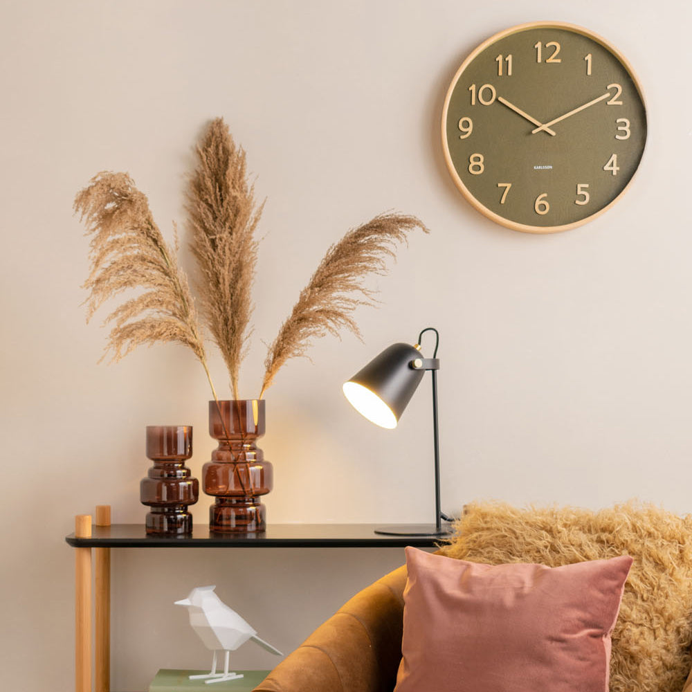 Karlsson Pure Wood Grain Klok - Mosgroen