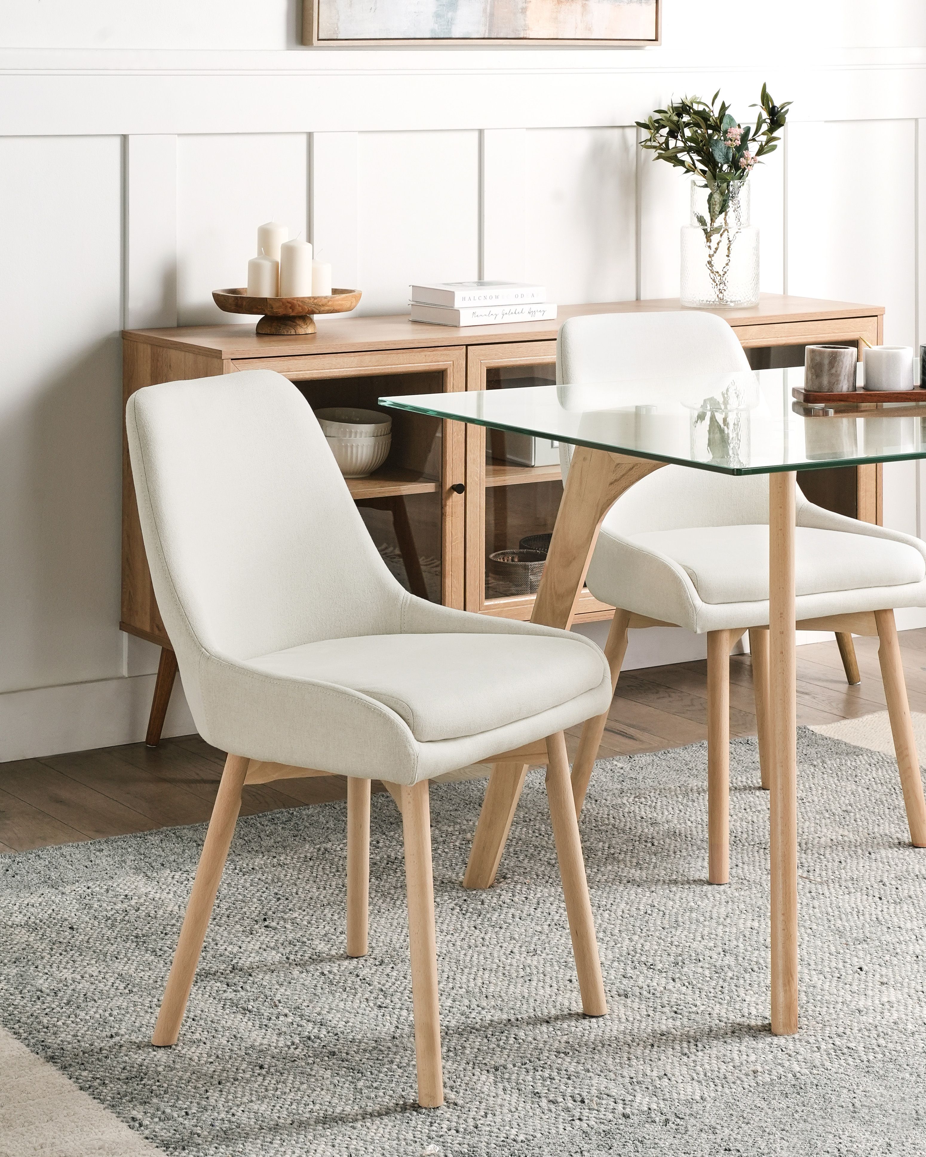 Set of 2 Dining Chairs MELFORT Fabric Off-White