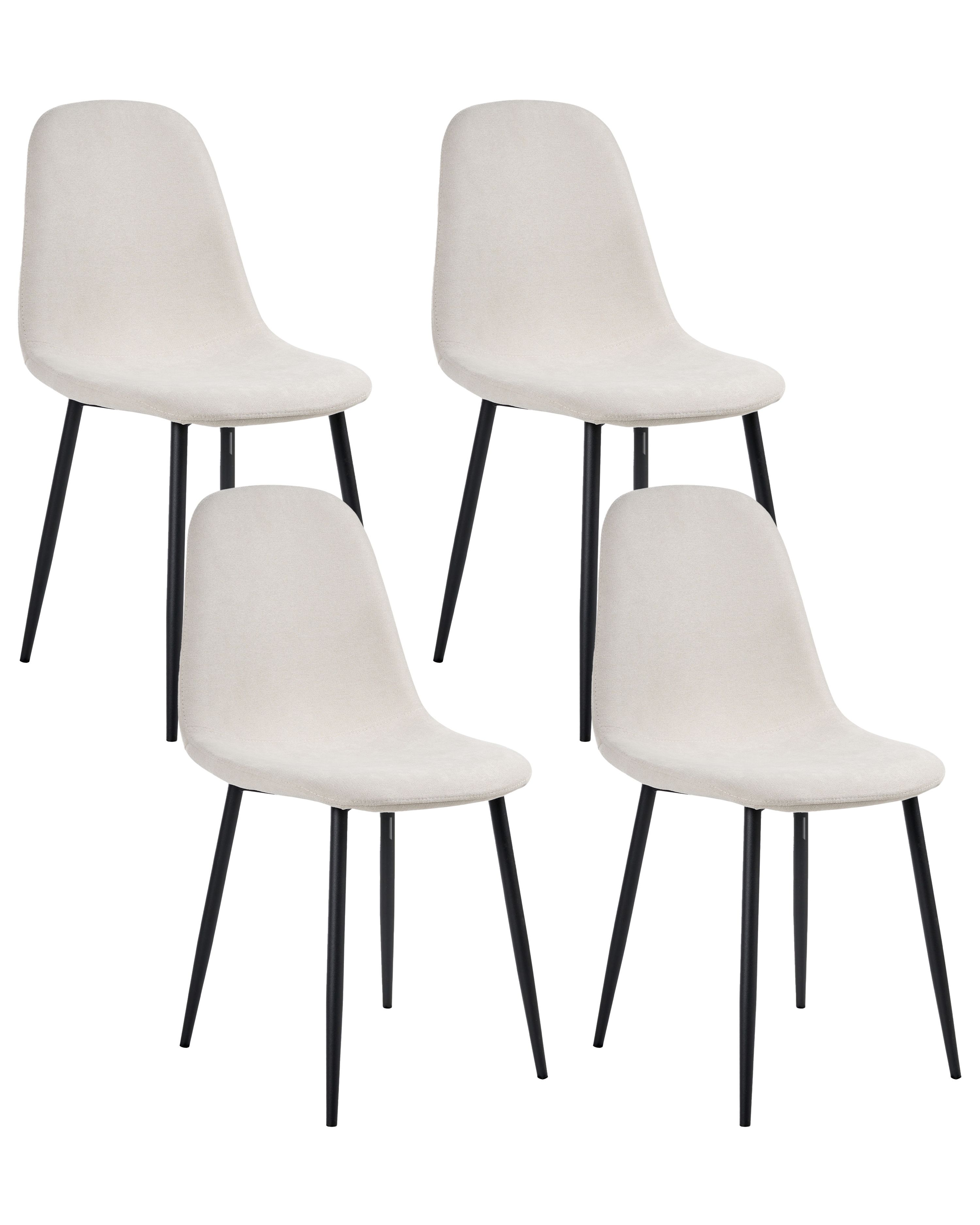 Set of 4 Dining Chairs CRANDALL Fabric Light Beige