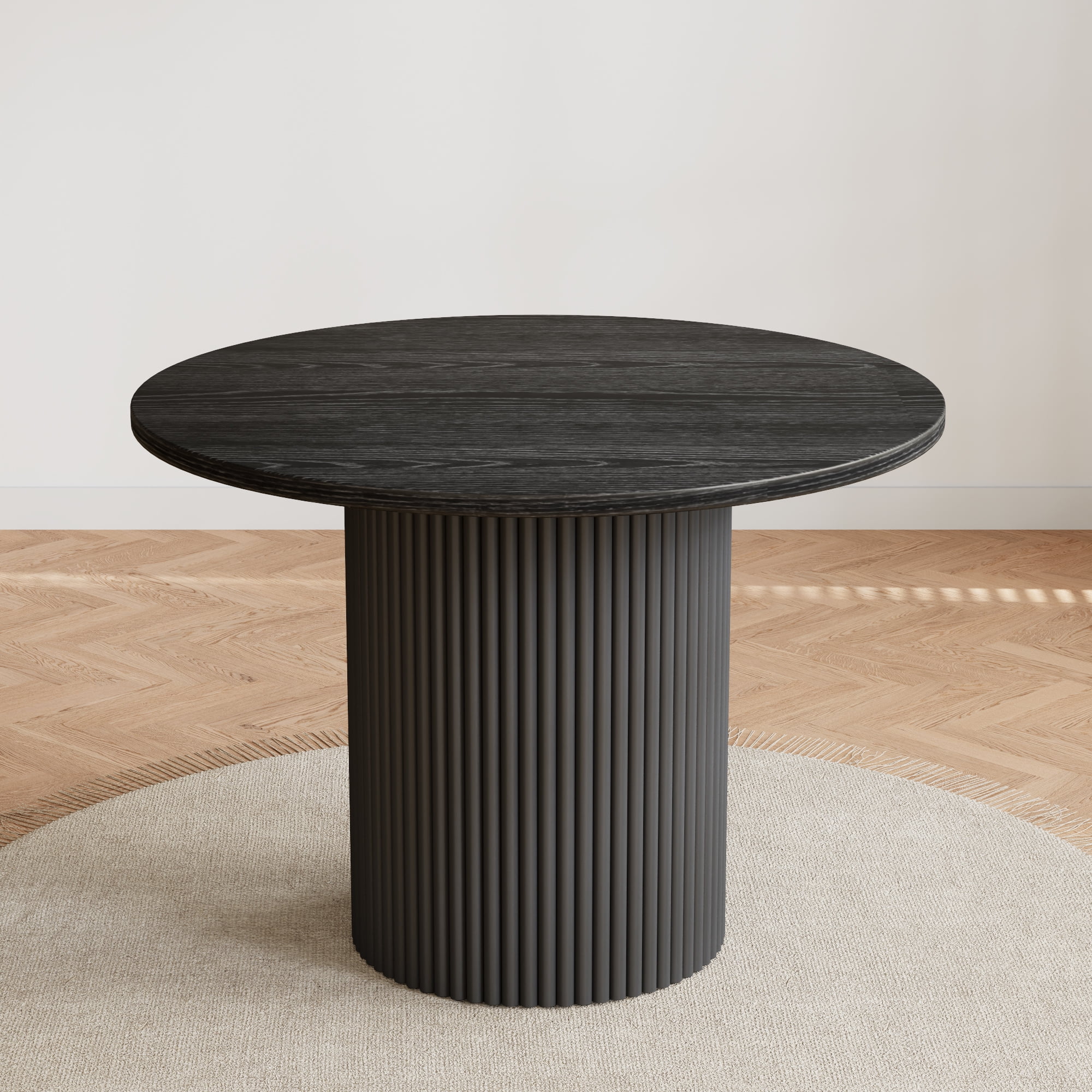Rophefx 35.4" Solid Wood Round Dining Table with Handcrafted Relief Pedestal,Circle Dining Table,Walnut - Image 12