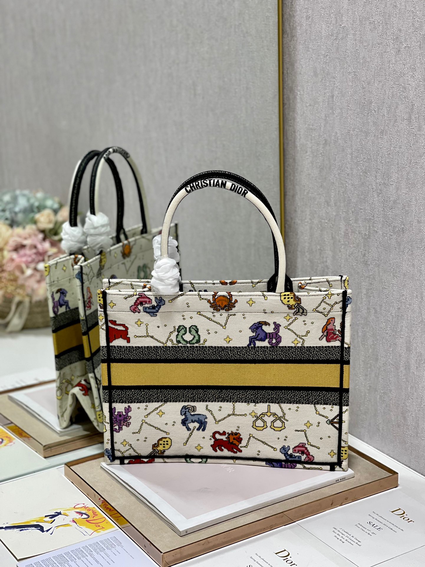 Christian Dior Medium Dior Book Tote White Multicolor, For Women, Women’s Handbags 14in/36cm CD1:1High-quality replica