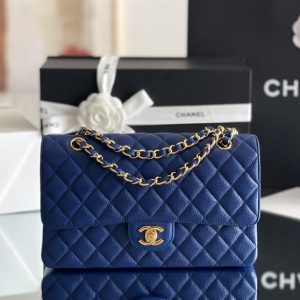 Chanel Classic Medium Blue Lambskin Rainbow Hardware – CB031