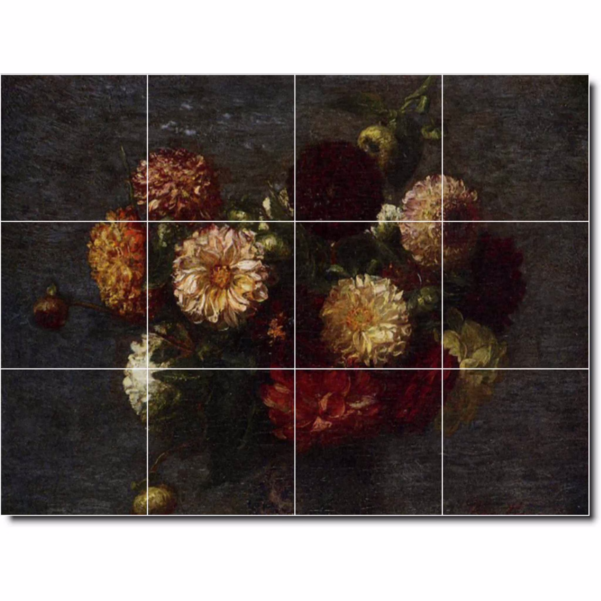 Ceramic Tile Mural-Henri Fantin-Latour Flowers Wall Tile Mural 19. 17