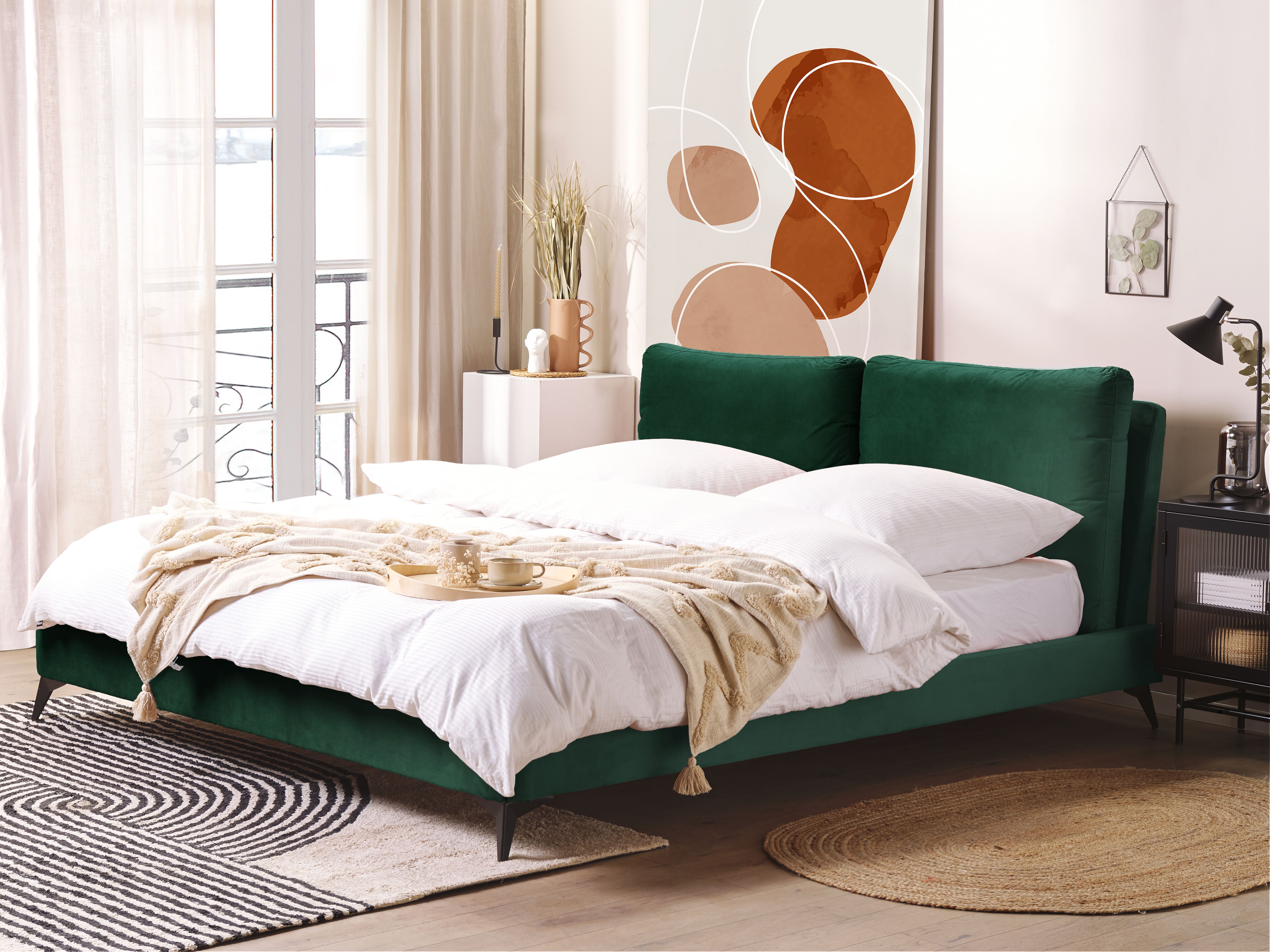Bed Velvet MELLE 180 x 200 cm (EU Super King) Emerald Green