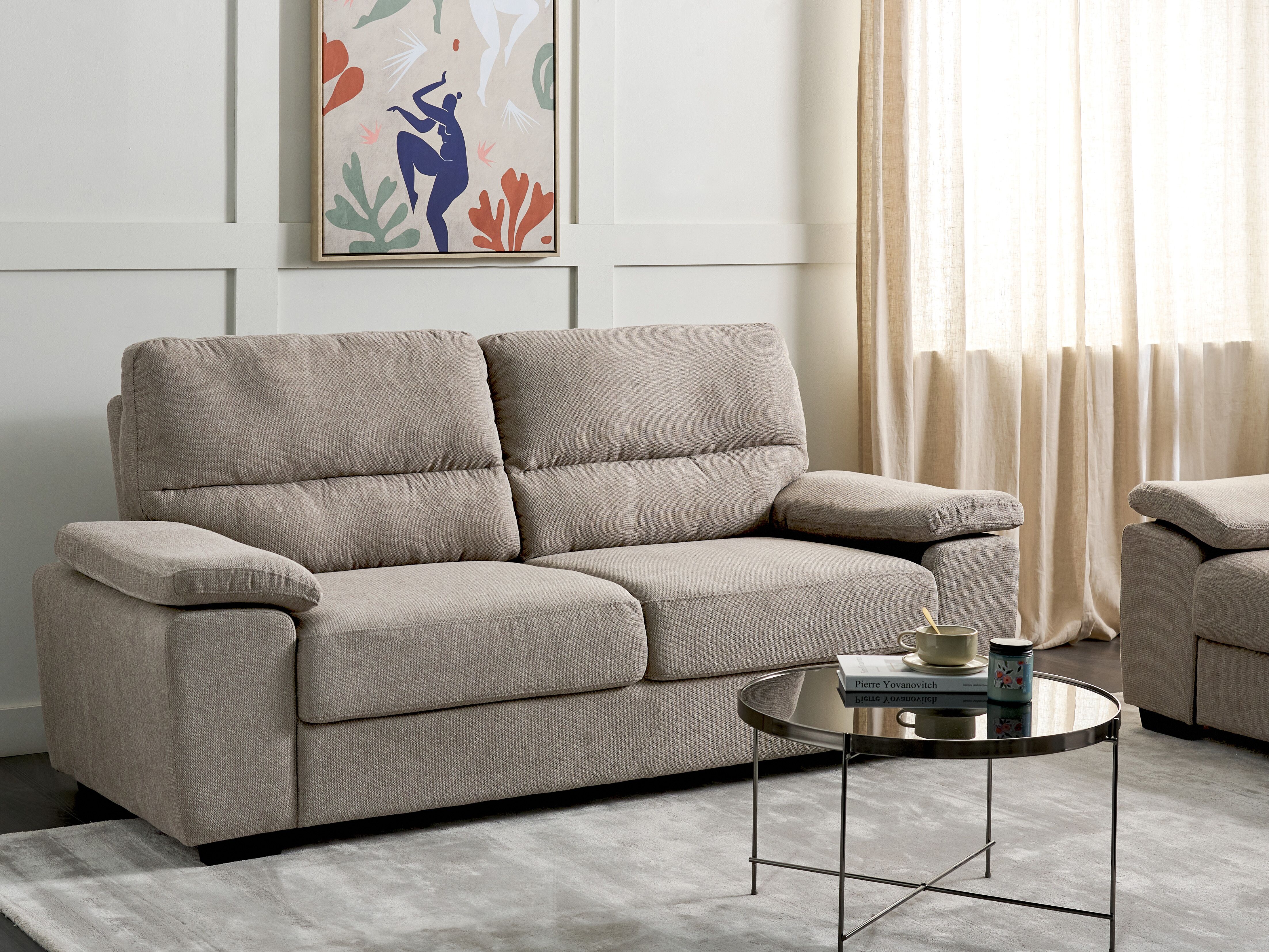 Sofa 3 Seater VOGAR Fabric Light Brown