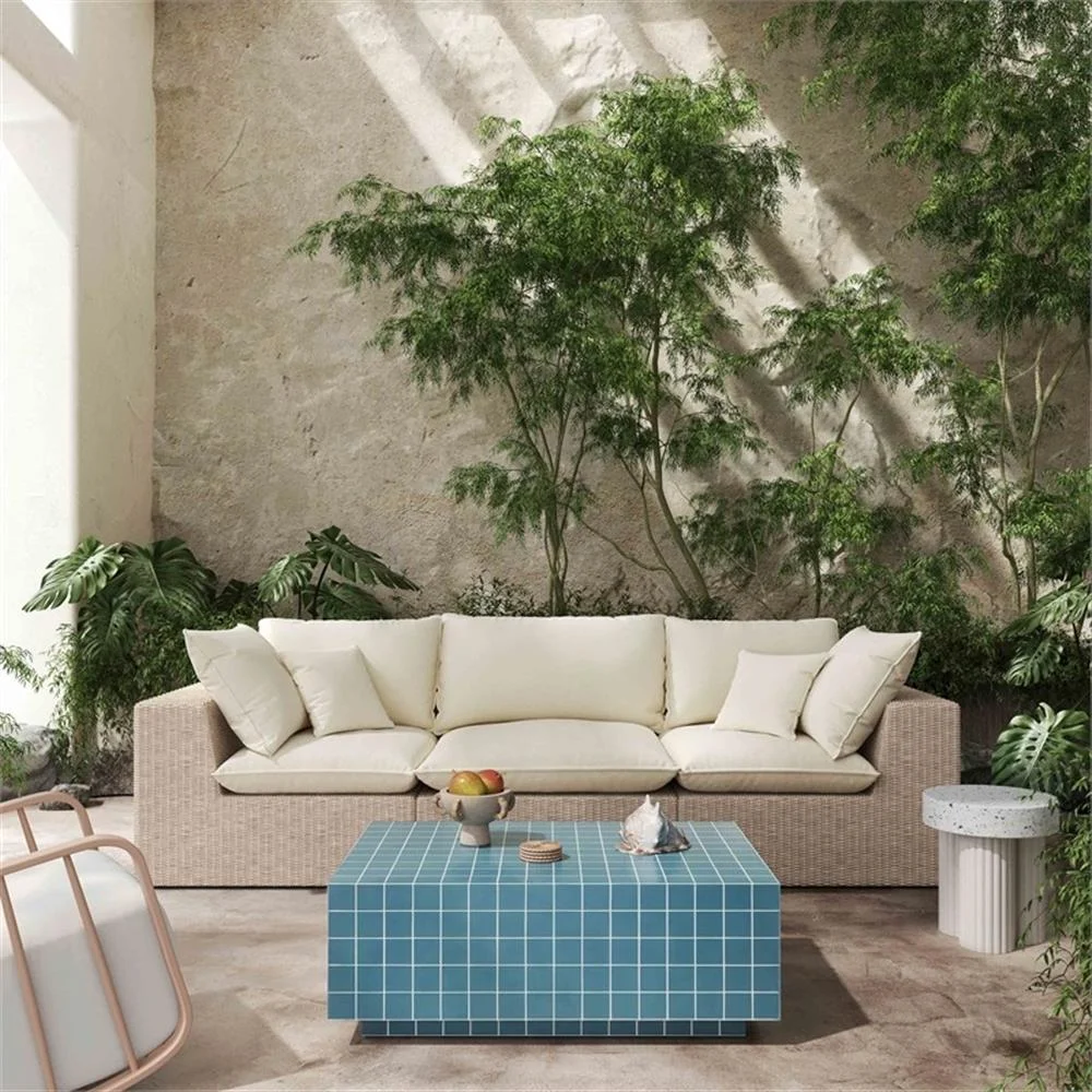 Pemberly Row Contemporary Blue Tile Indoor / Outdoor Coffee Table