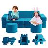 13Pcs Kids Couch, Wanan Toddler Couch Kids Sofa Couch, Kids Fold Out Couch for Playroom Bedroom, Modular Couch for Boys and Girls, Play Couch Sofa for Kids, Blue