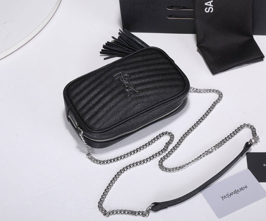Replica Ysl Lou Mini Bag Black/Silver Hardware1:1High-quality replica