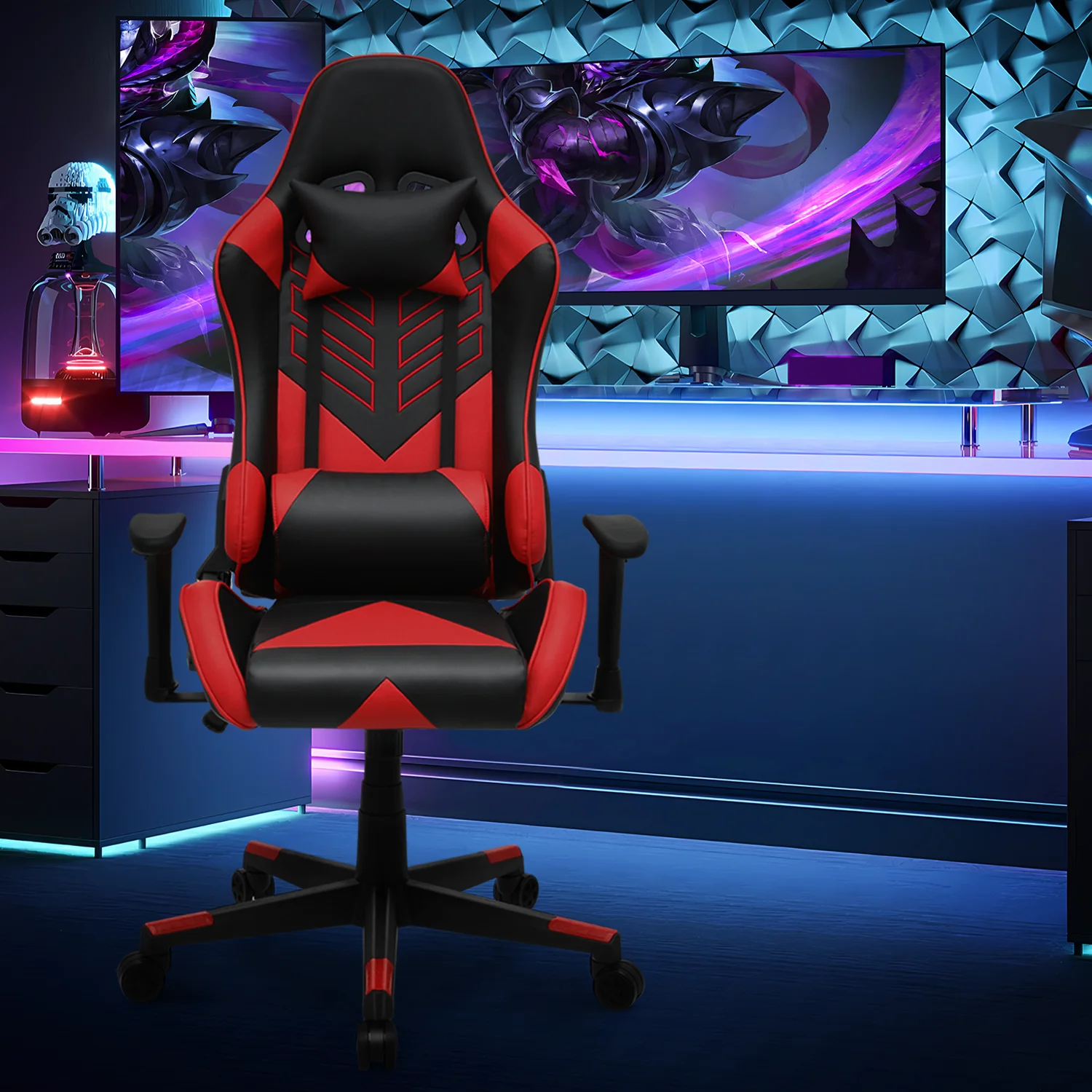 Magshion Ergonomic Gaming Chair, Comfortable Gaming Chair, Computer Chair Leather Desk Chair Adjustable Swivel Gaming Office Chair, Blue - Image 28