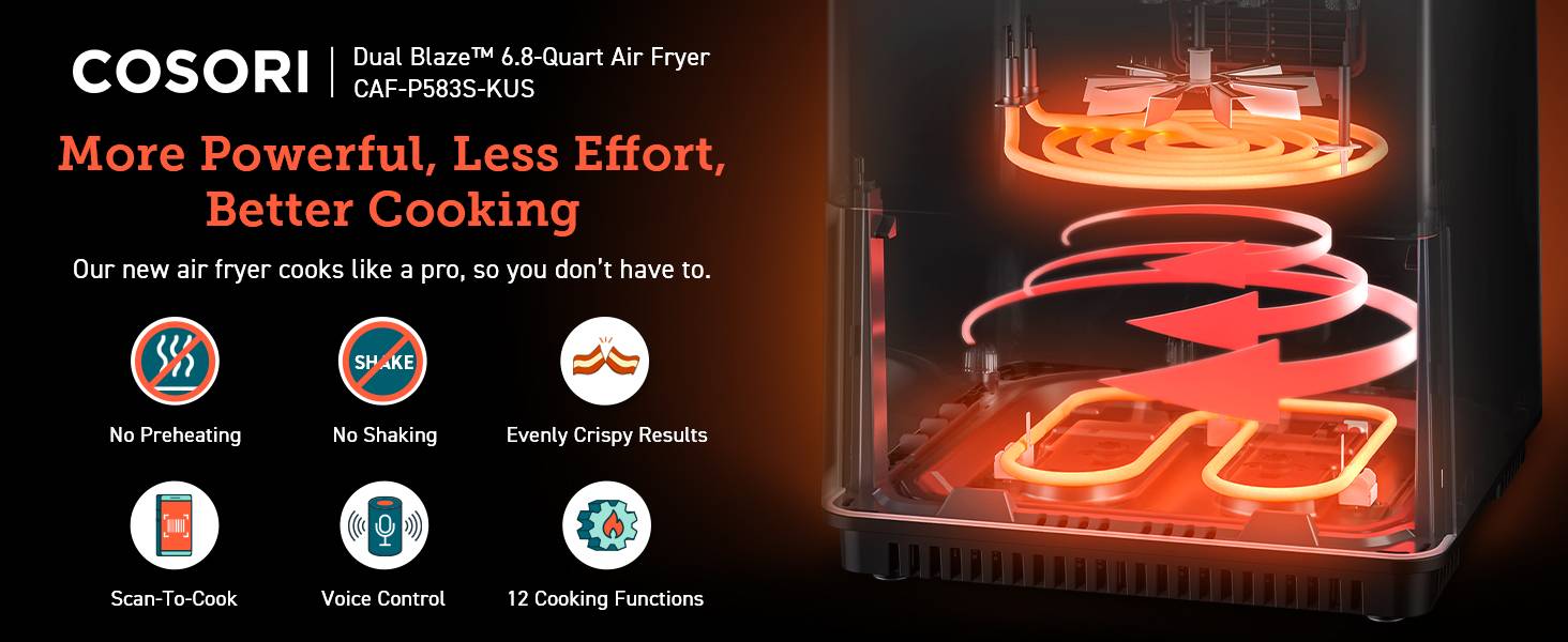 More Powerful. Less Effort. Better Cooking.Our new air fryer cooks like a pro. so you don??t have to.