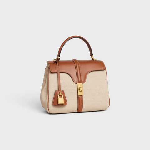 Replicate SMALL 16 BAG IN TEXTILE AND NATURAL CALFSKIN NATURAL / TAN(1:1 replica)1:1High-quality replica