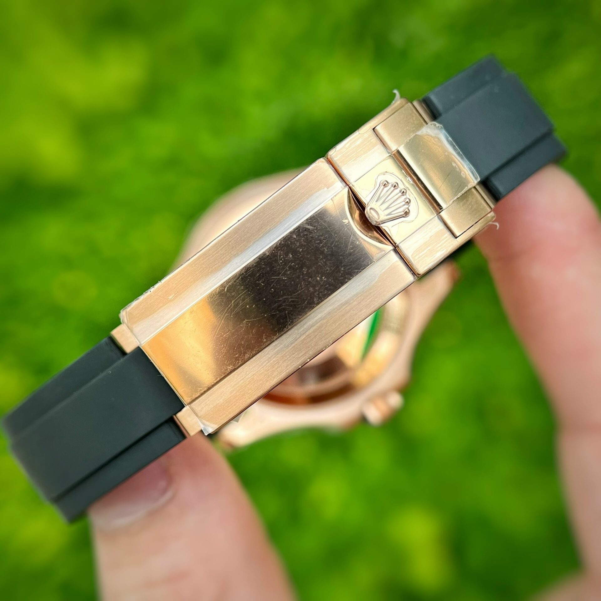 Rolex Replica 1:1 Watch Yacht-Master Rose Gold Plated Rubber Strap 40mm - Top club