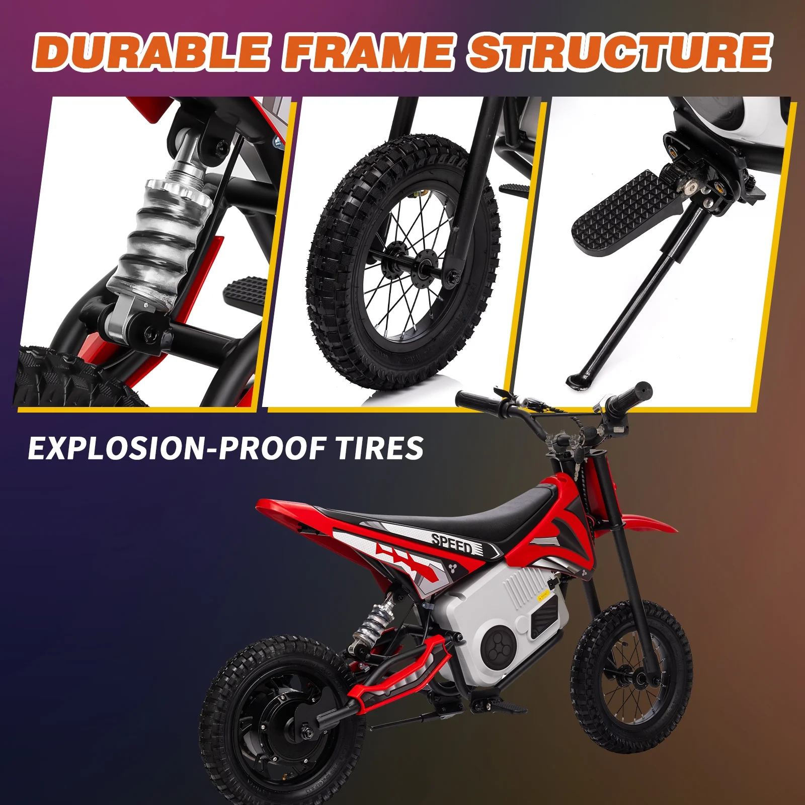 Kerry Yoo C11 36V Electric Dirt Bike for Kids 8-14, 350W Ride on Motorcycle, Electric Motorbike Teens,16 mph, High/Low Speeds-Red - Image 8