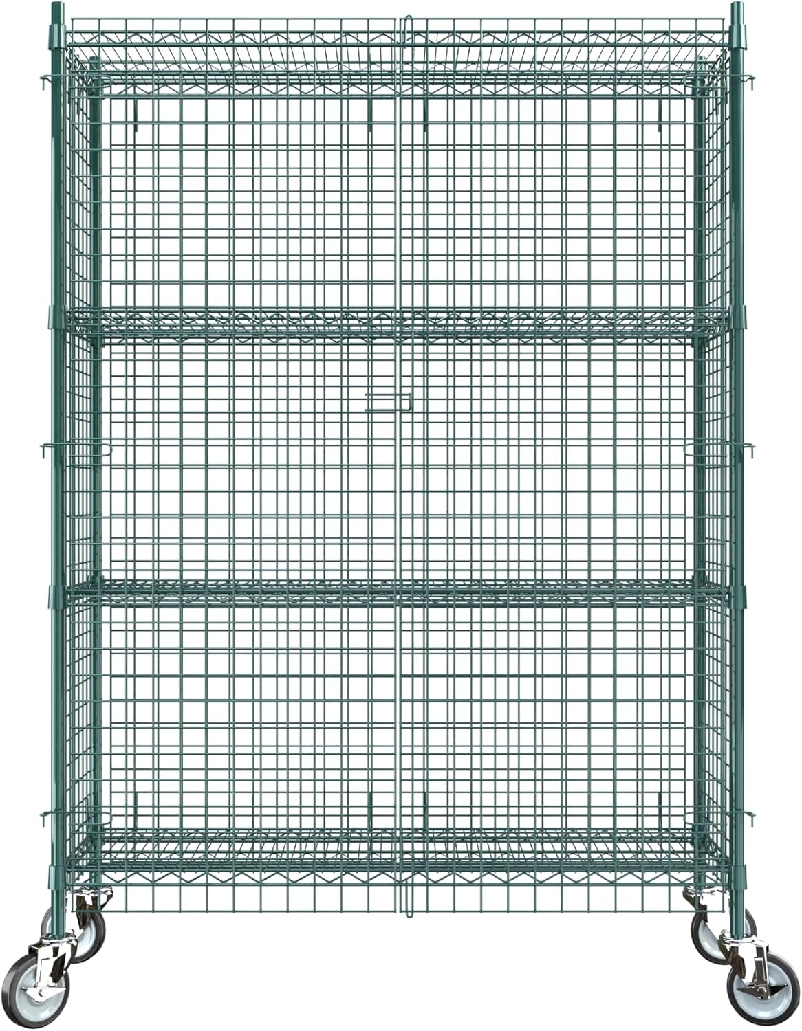 Commercial Grade NSF Listed Metal Wire Mesh Storage Green Epoxy Mobile Security Cage Kit, 18