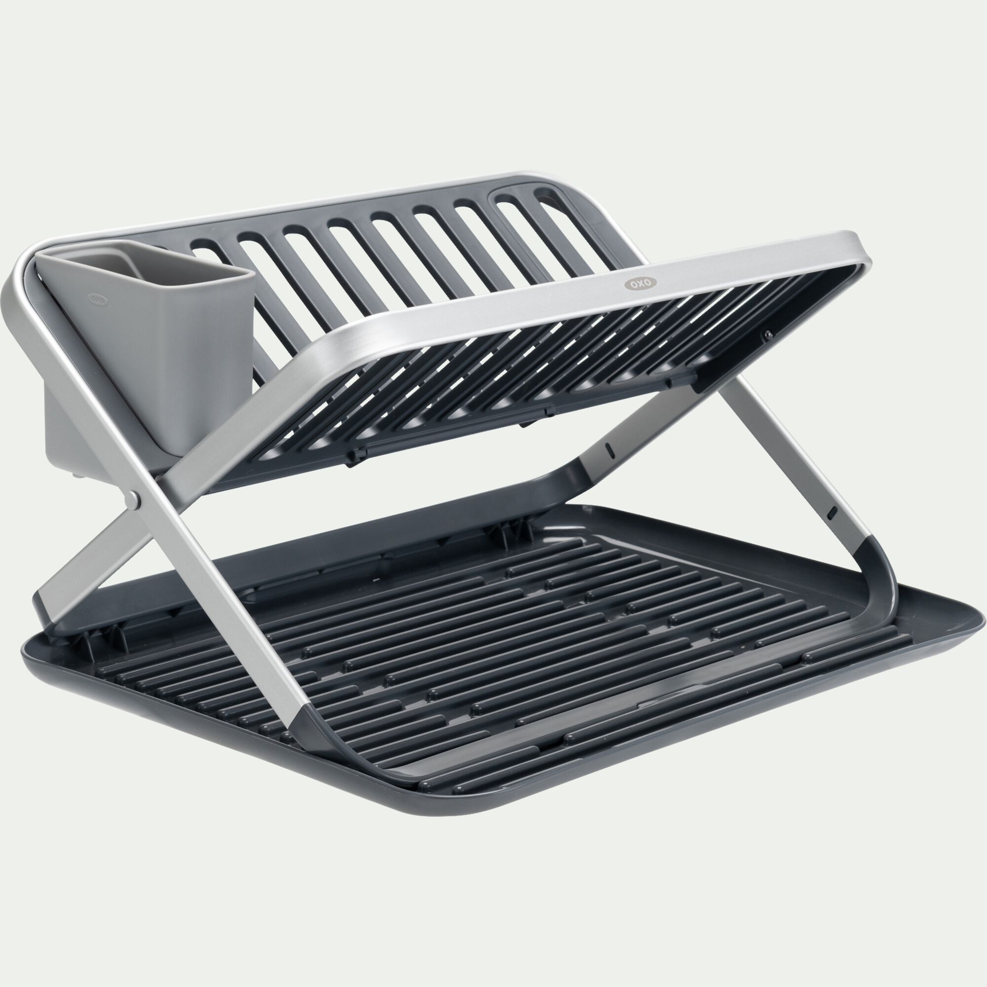 OXO - Égouttoir à vaisselle en plastique et aluminium - gris