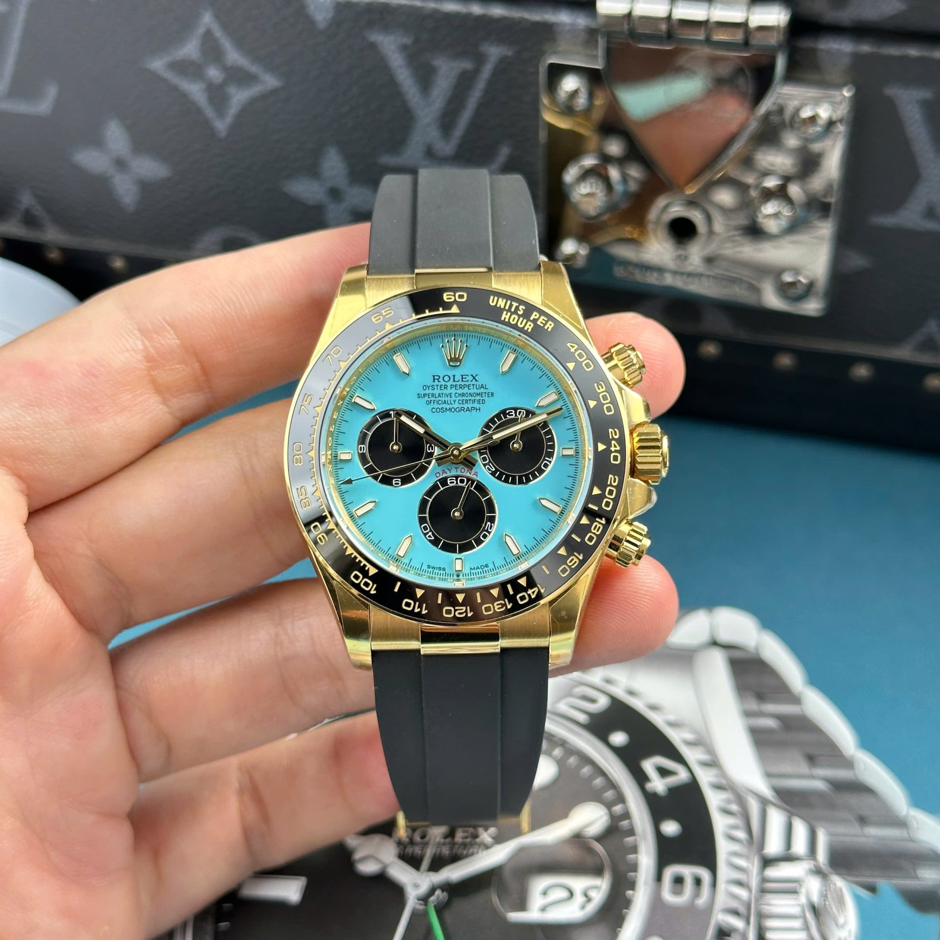 Rolex Cosmograph Daytona 126518LN Copies Watches Turquoise Blue Lacquer Dial THB Factory 40mm - Elite Watch Atelier